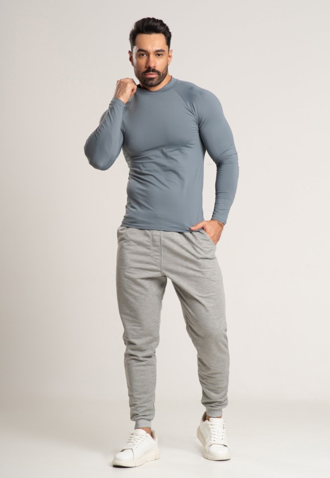 Calça Moletinho Vekyo Masculina Jogger Com Bolso Cinza