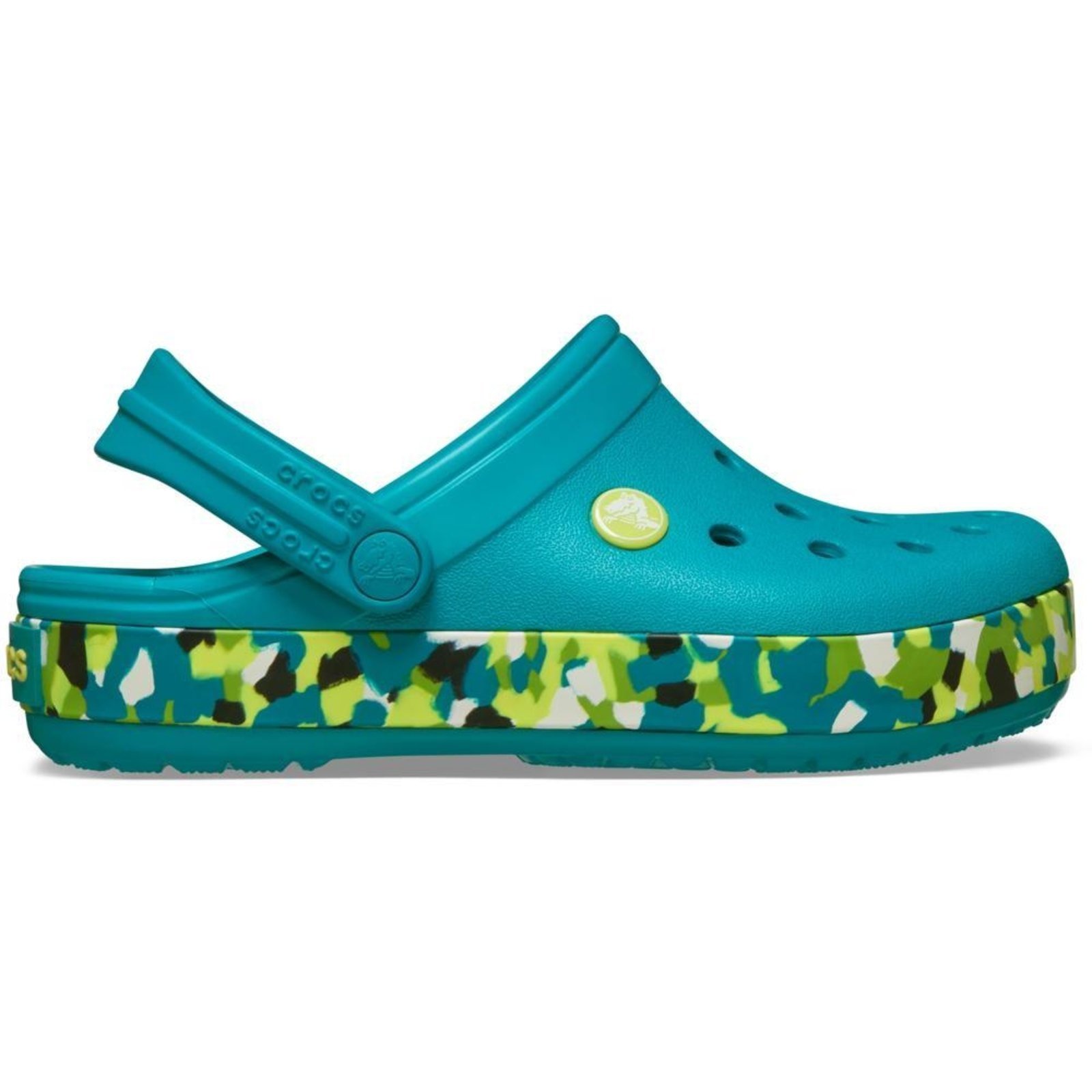 Vista 2 Infantil - Sandália Crocs Crocband Glow Confetti Band Clog K Turbo Teal/Multi Verde verde teal Crocs verde teal