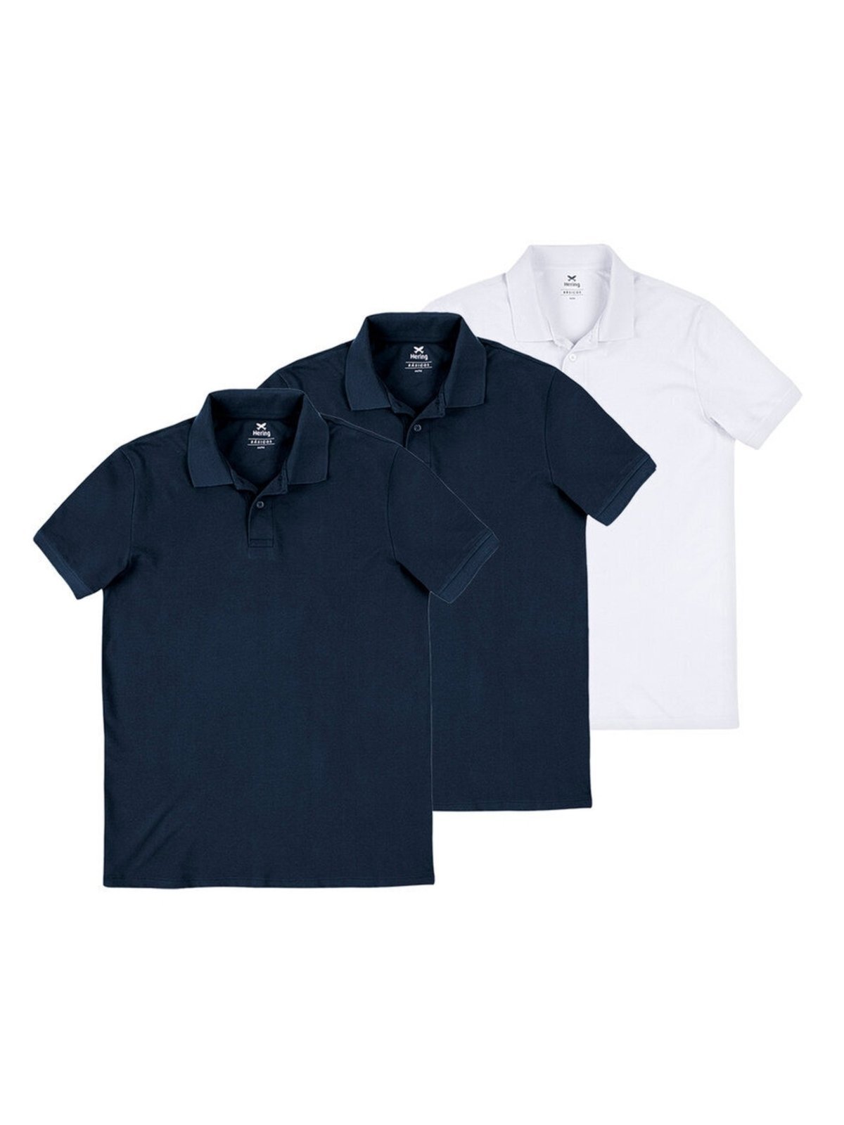 Kit com 3 Camisetas Polo Masculina Hering N3a7 Azul Marinho