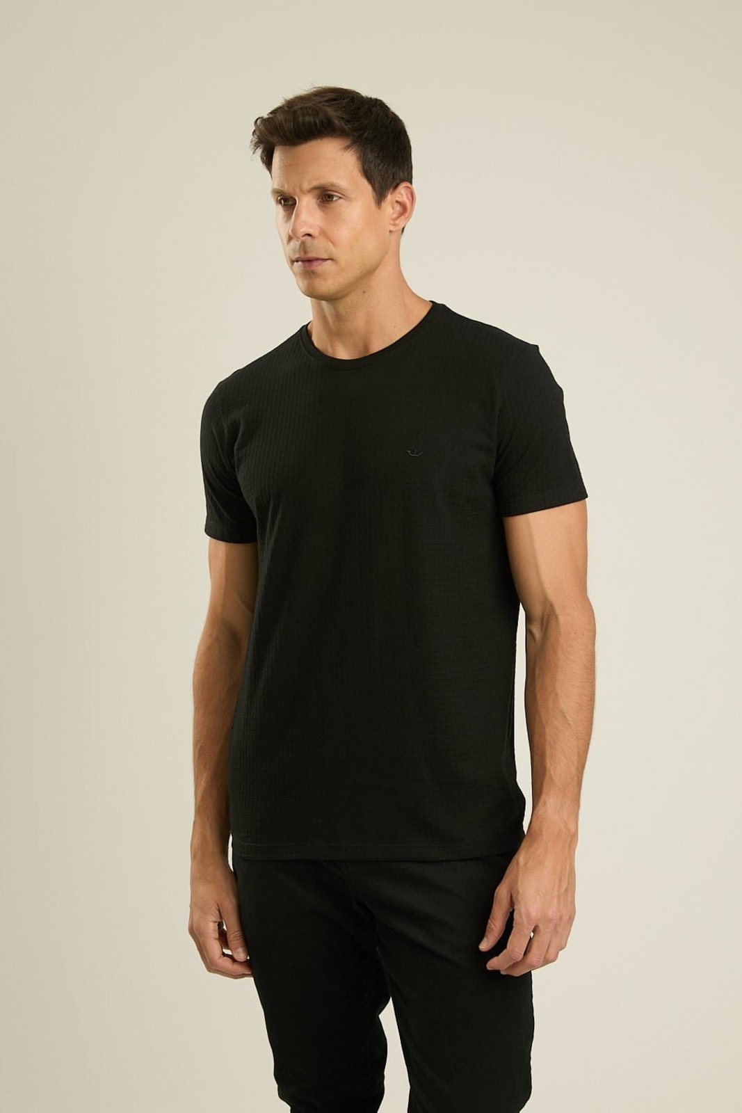 Camiseta Docthos Slim Manga Curta Camiseta Manga Curta Docthos Slim Textura Quadriculado 003 Preto M