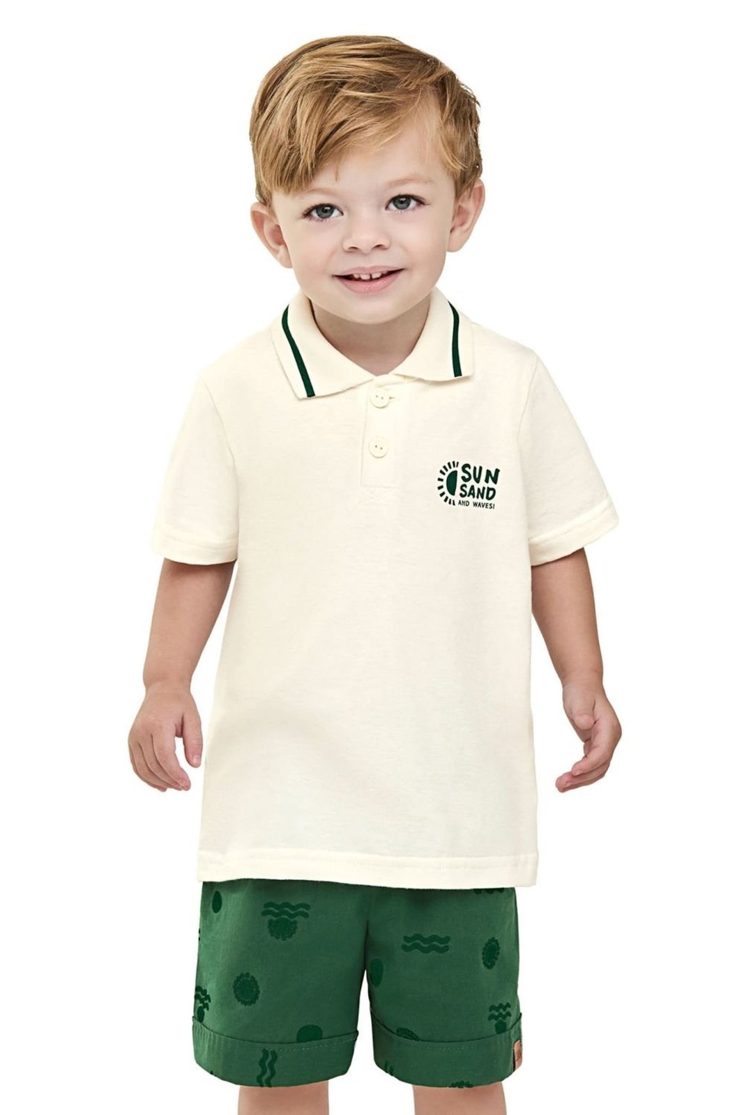 Vista 2 Infantil - Conjunto Menino Polo Sol Elian bege Elian bege