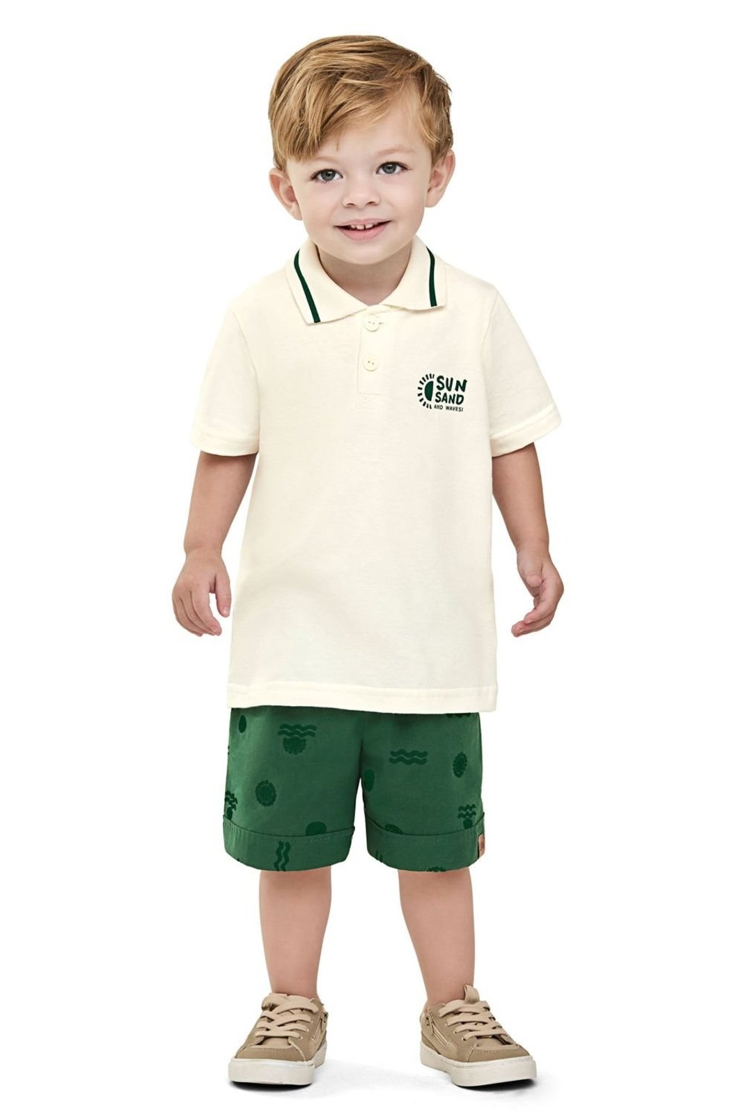 Vista 3 Infantil - Conjunto Menino Polo Sol Elian bege Elian bege