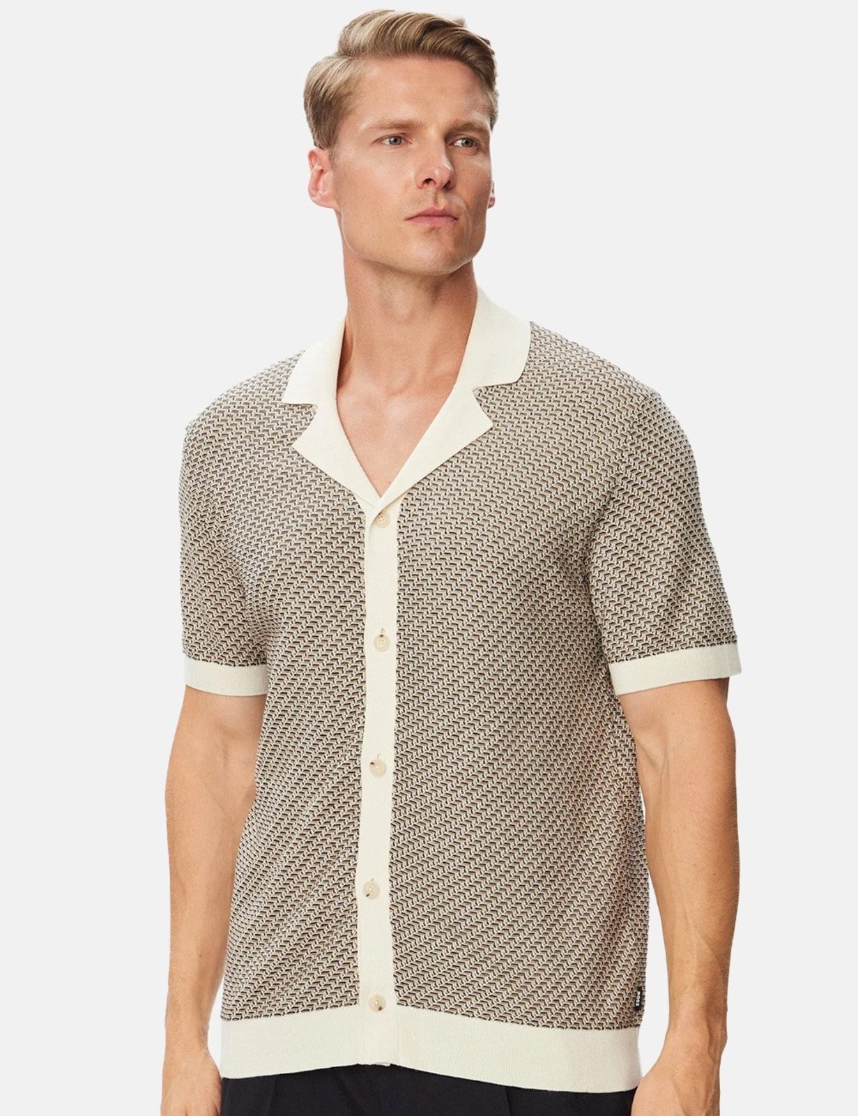 Polo Hugo Boss Masculina Regular Tricot H-Lomare Cáqui