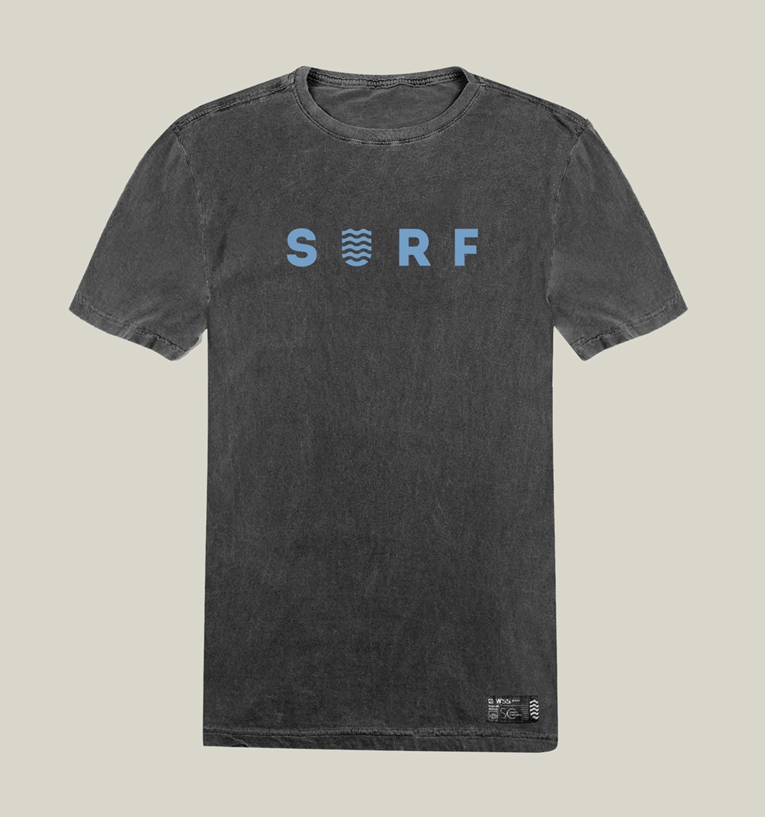 Camiseta Masculina Estonada Cinza Chumbo Algodão Prime WSS Blue Surf