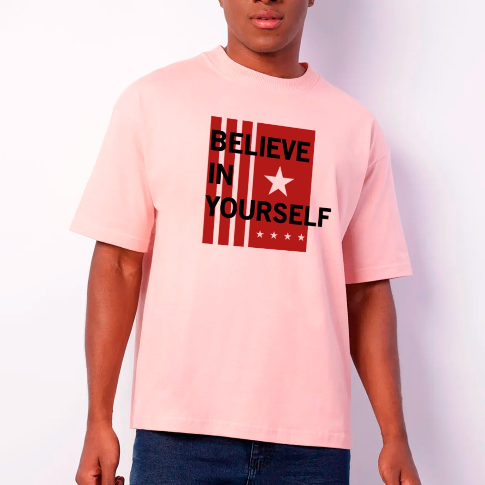 Camiseta Ousy Unissex Believe In Yourself Urban Style Básica Rosa