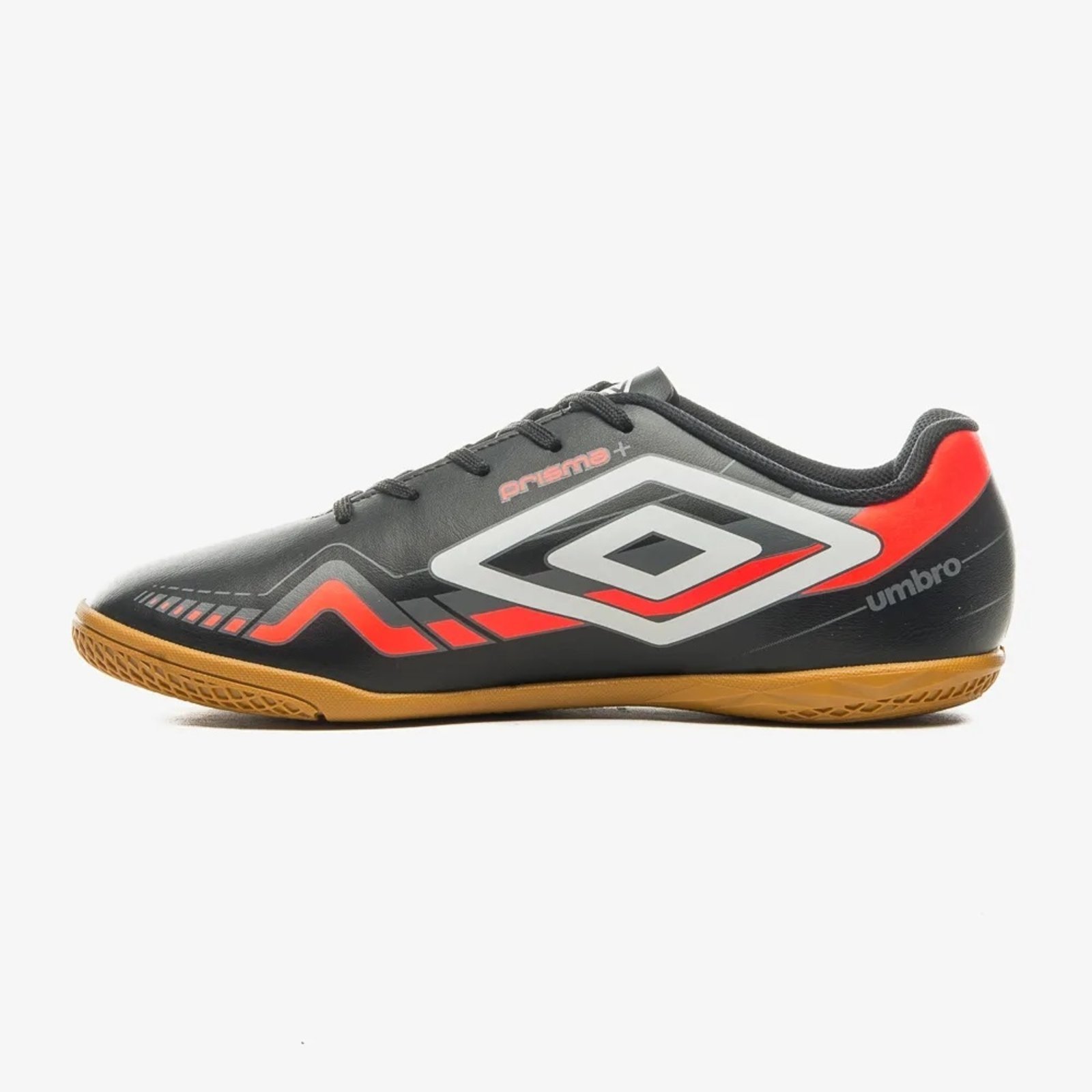 Vista 3 Chuteira Futsal Umbro Prisma+ Laranja preto Umbro preto