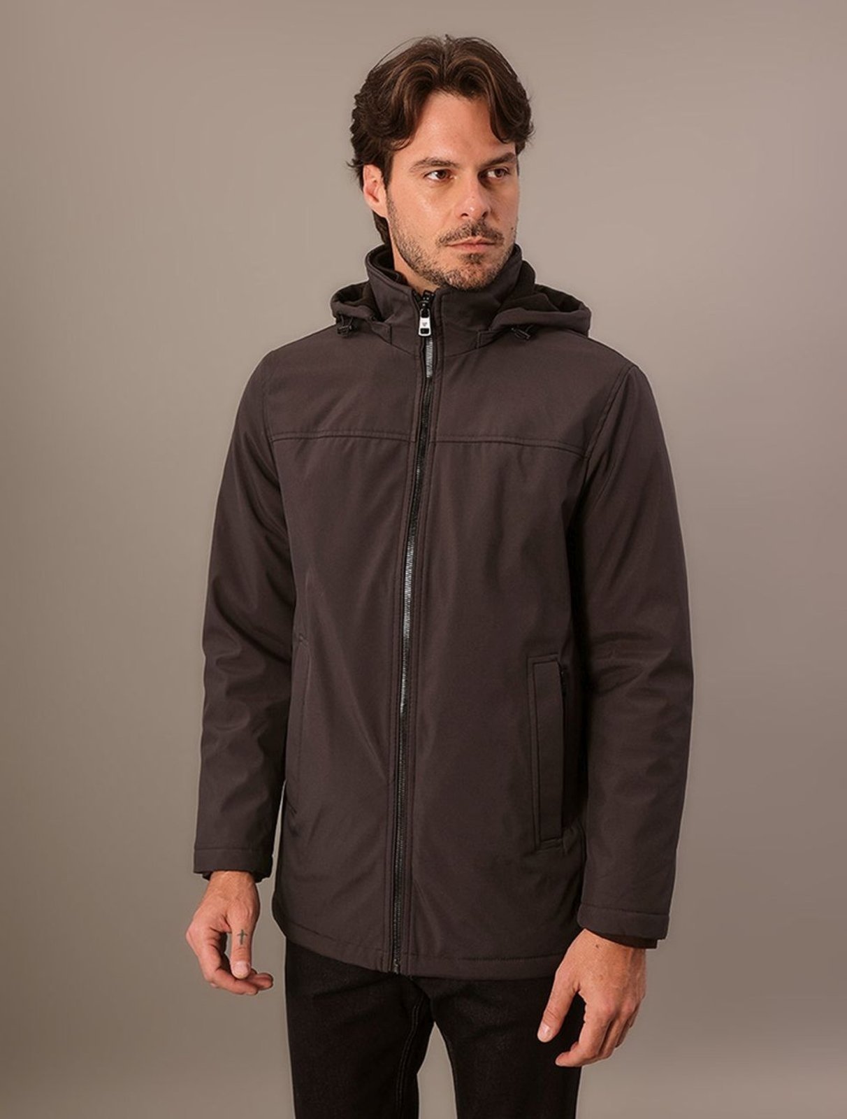 Jaqueta Masculina Com Capuz Calvin Klein Jeans - Chumbo Calvin Klein Jeans