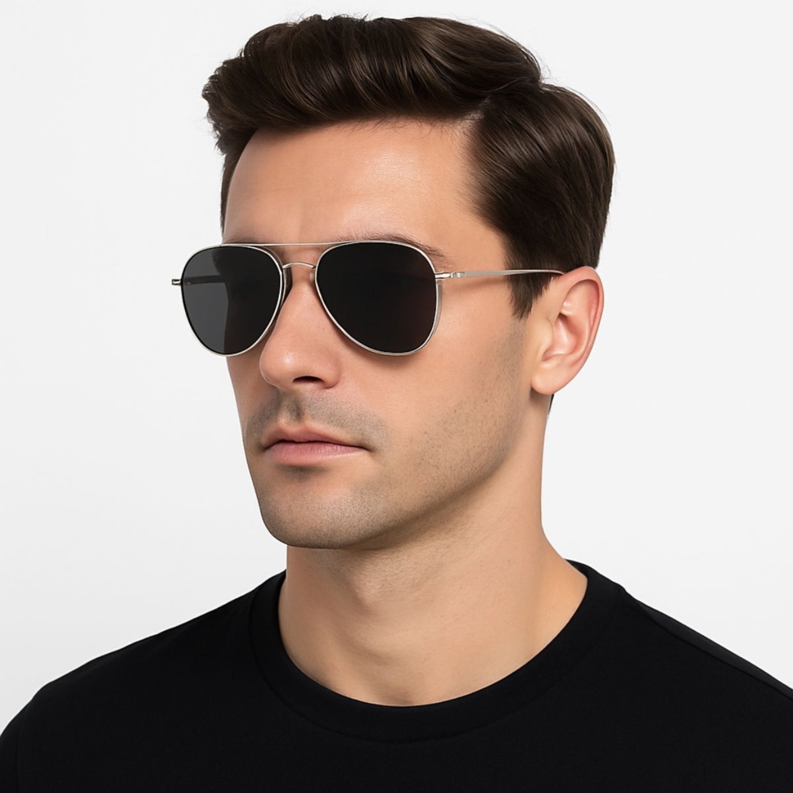 Óculos Aviador Prata Masculino Premium Lente Preta UV