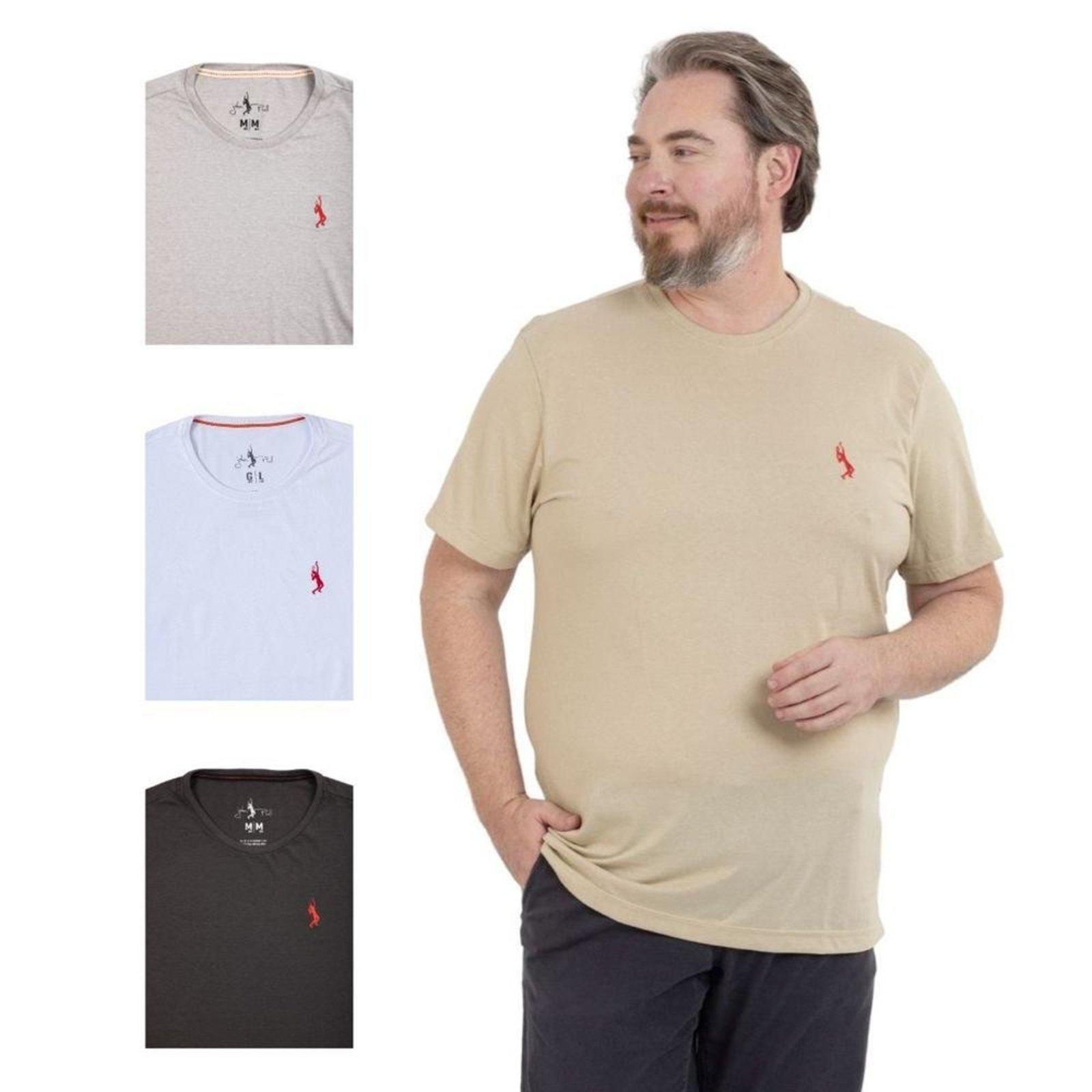 Kit 4 Camiseta Plus Size Básica Casual Masculina Confortável