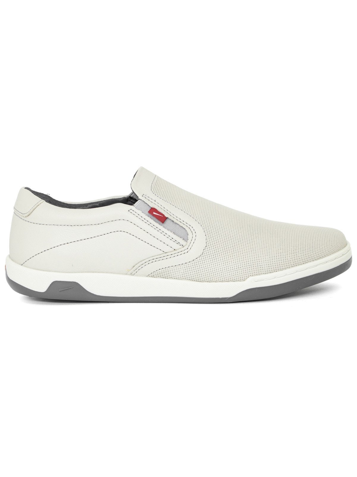 Tênis Sapatênis Slip On Ferracini 24h Casual Masculino Couro Calce Fácil Cinza Claro