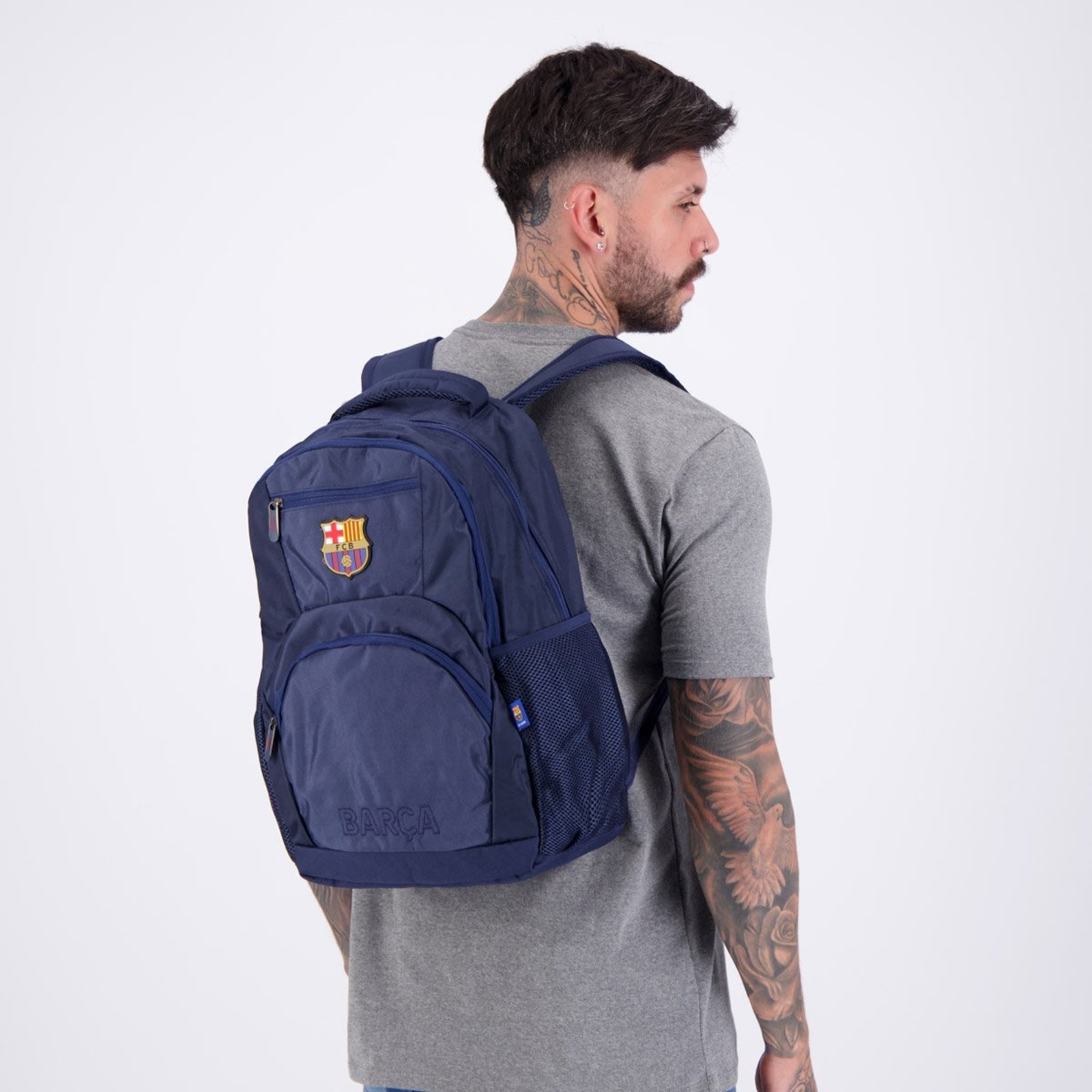 Infantil - Mochila Barcelona Esportiva Cinza e Marinho