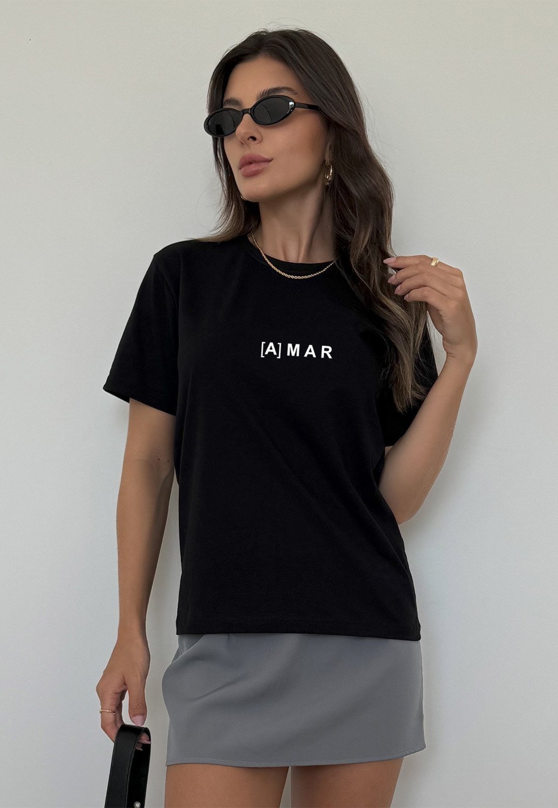 Camiseta Cianitas Preta Estampa Amar