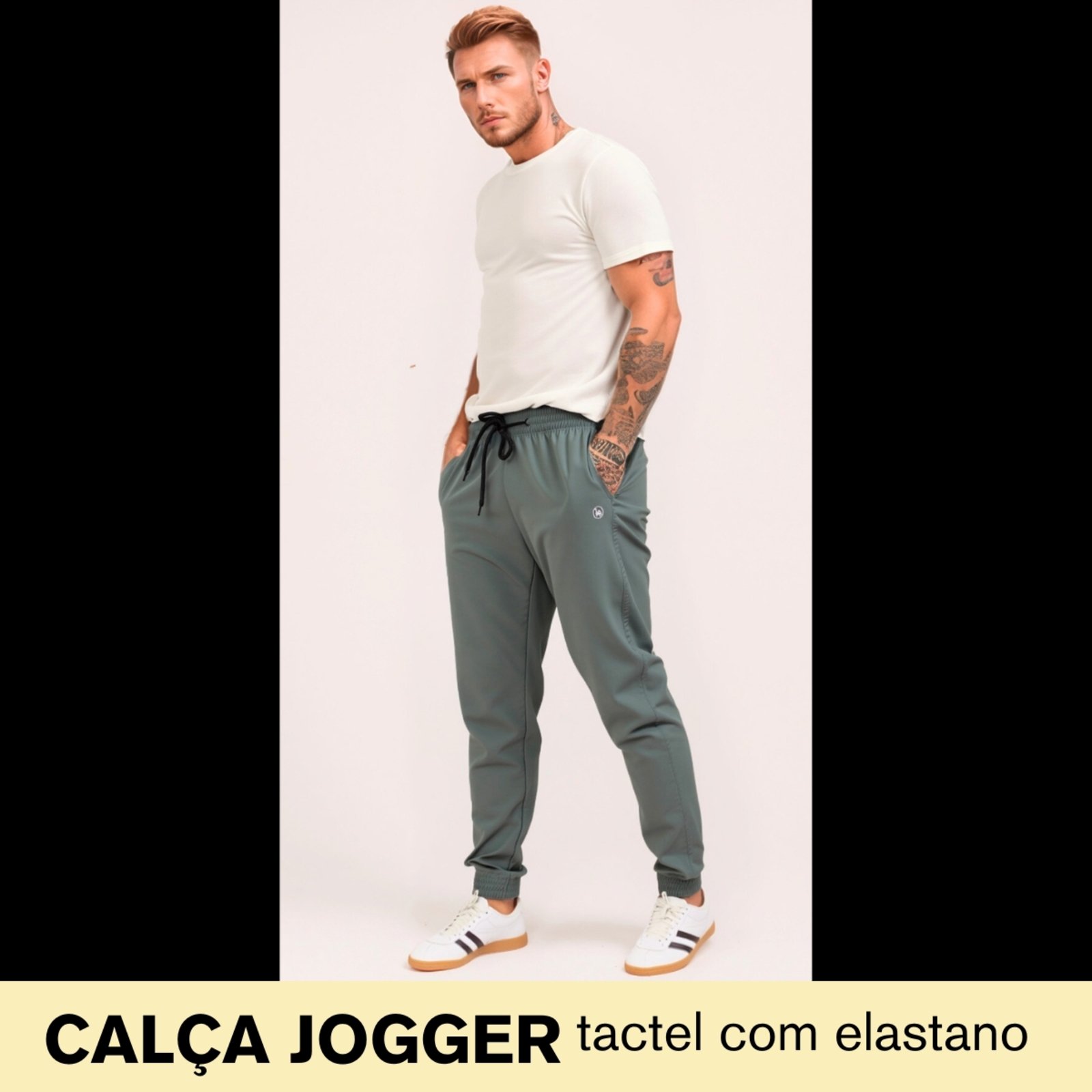 Calça Jogger Masculina Casual Tecido Tactel com Elastano Treino Academia