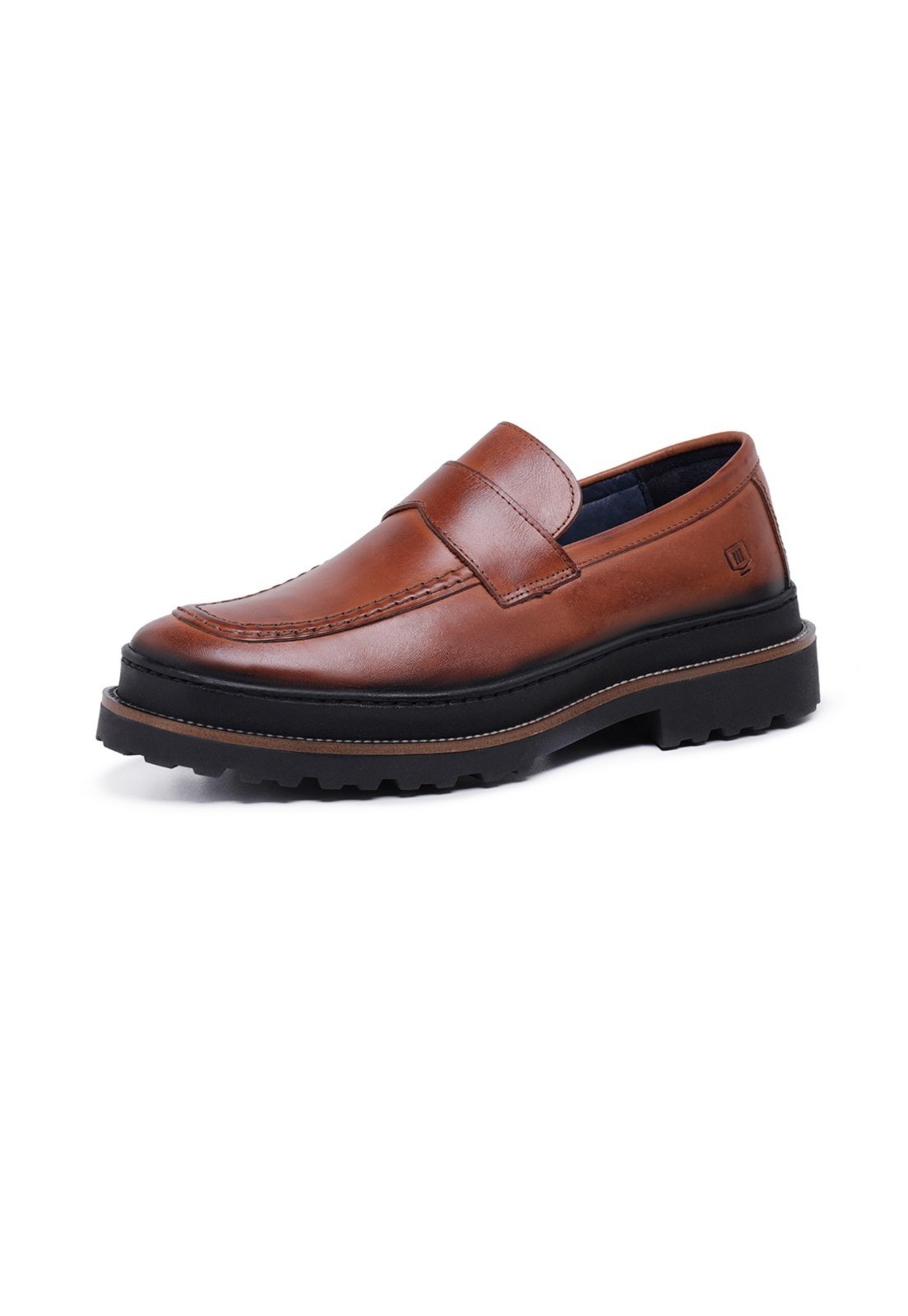 Sapato Masculino Casual Mocassim Malbork Couro Caramelo Sola Tratorada 2202C