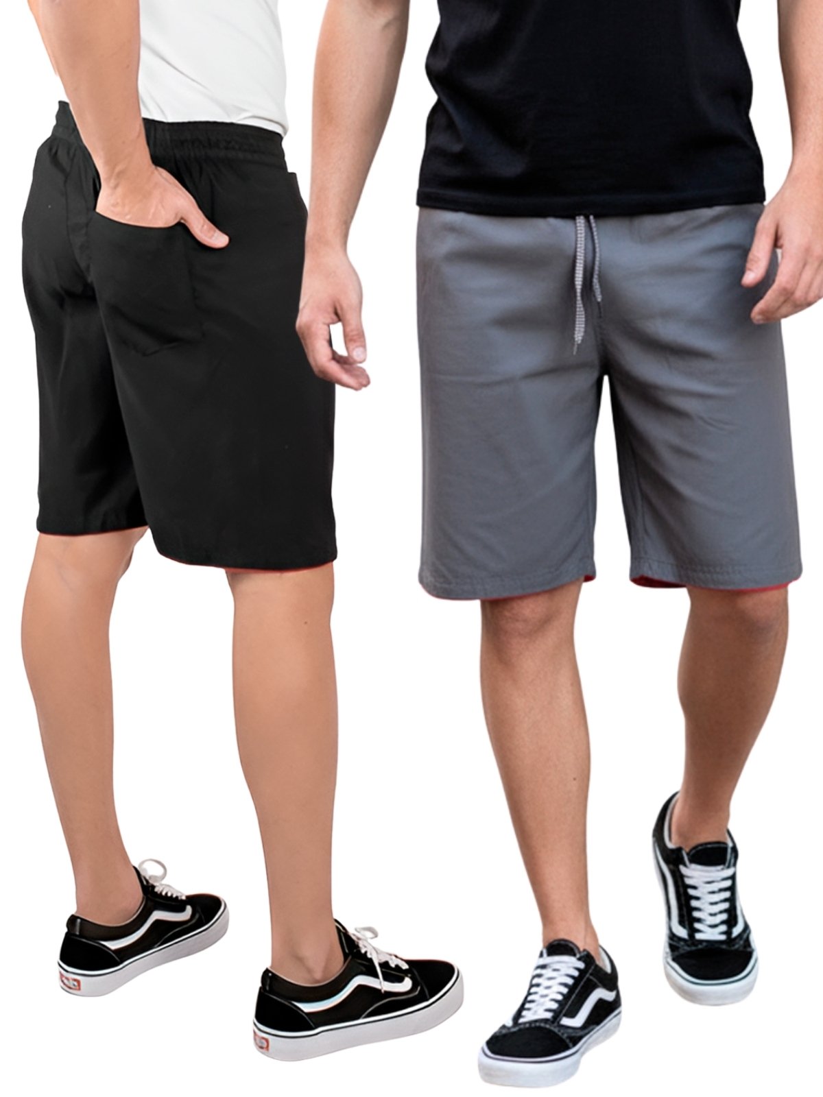 Kit 2 Bermuda Masculina Tactel Liso Esporte Academia Casual Bolso Traseiro