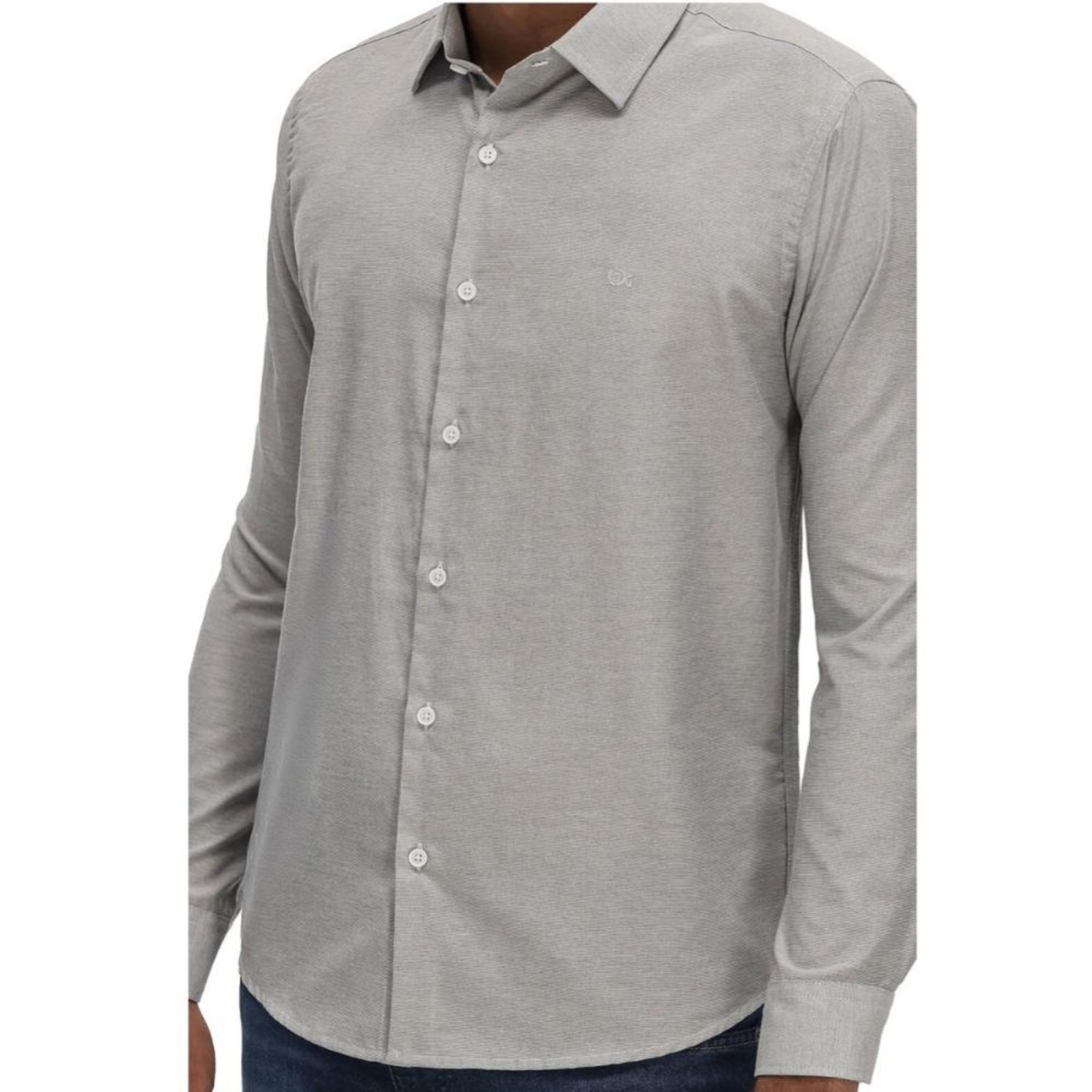 Camisa Manga Longa Essencial Slim Masculina Ogochi 001520002 Cinza