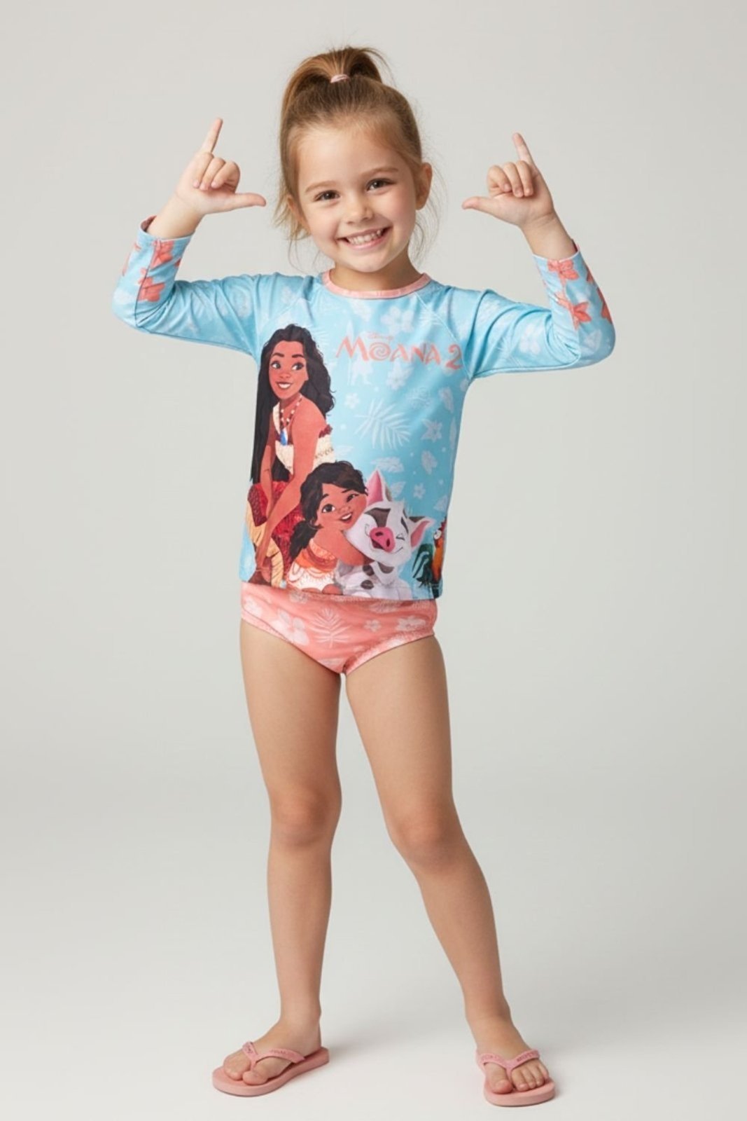 Conjunto Disney Blusa e Calcinha com Proteção UVA+UVB Moana Verde