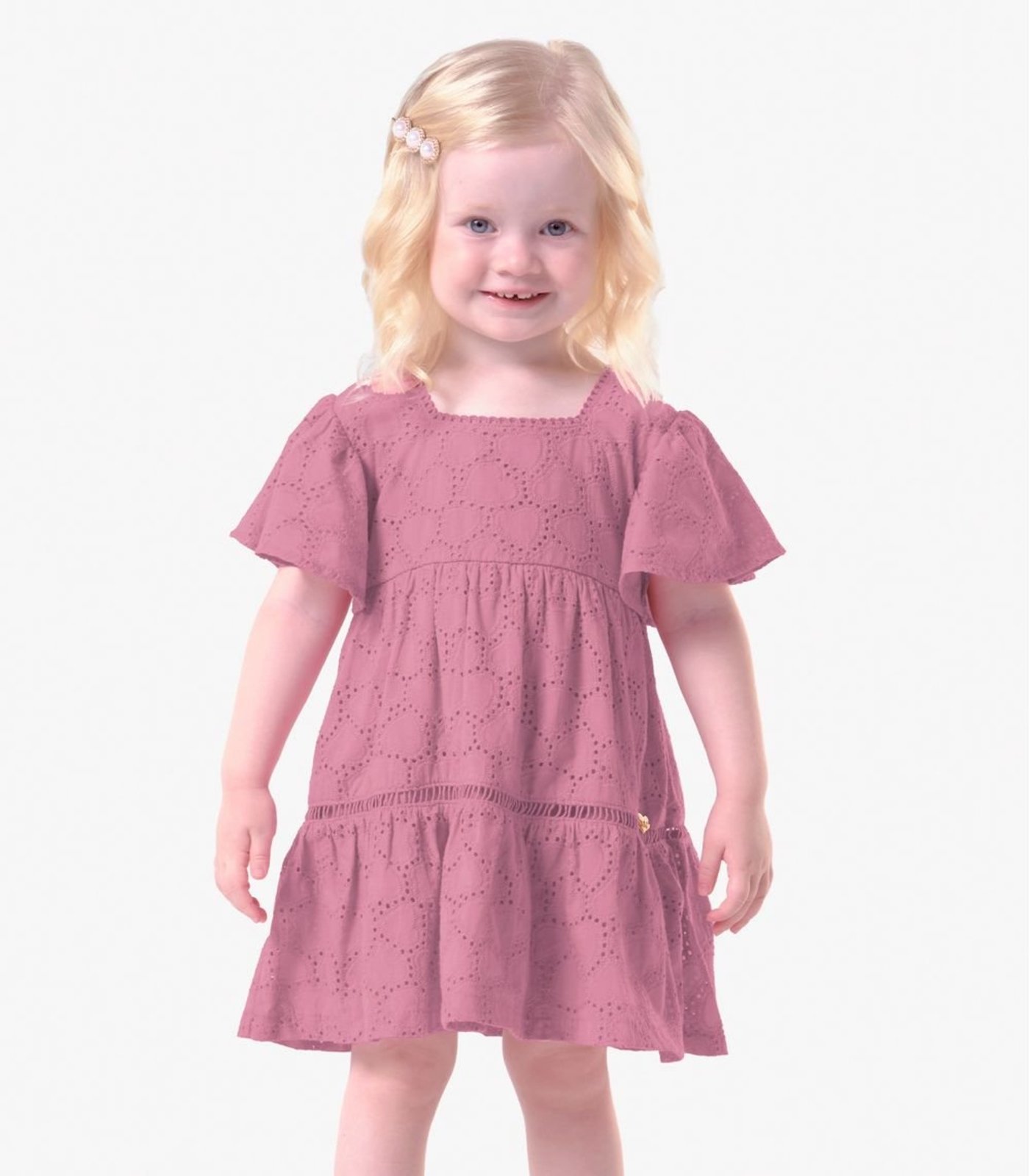 Infantil - Vestido Menina Laise Coração Trick Nick Rosa