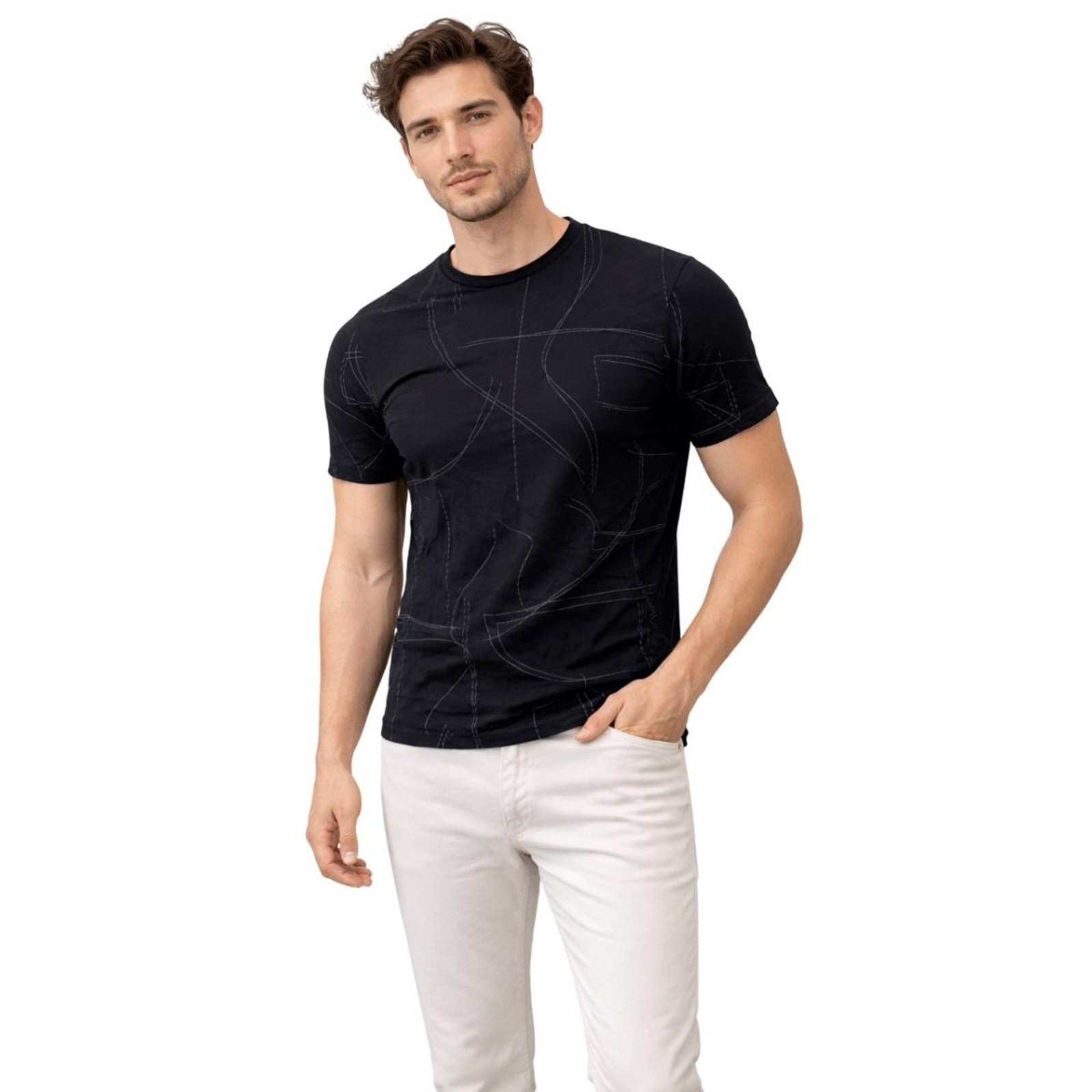 Camiseta Básica Manga Curta Masculina Fico B5000 Preta