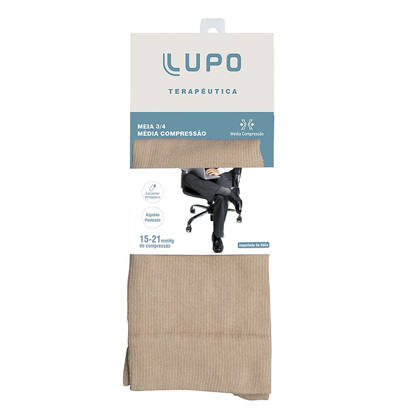 Vista 2 Meia 3/4 Lupo Média Compressão Terapêutica Varizes 15 - 21mmHg 55100 bege Lupo bege
