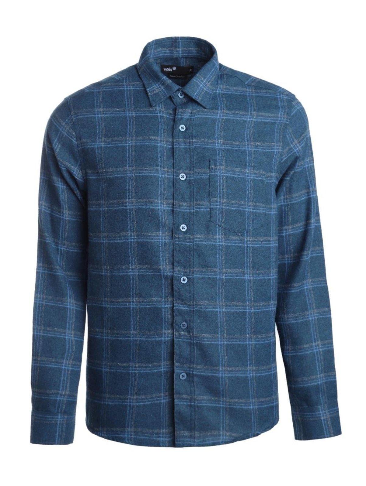 Camisa Xadrez Manga Longa Vels Masculina AZUL