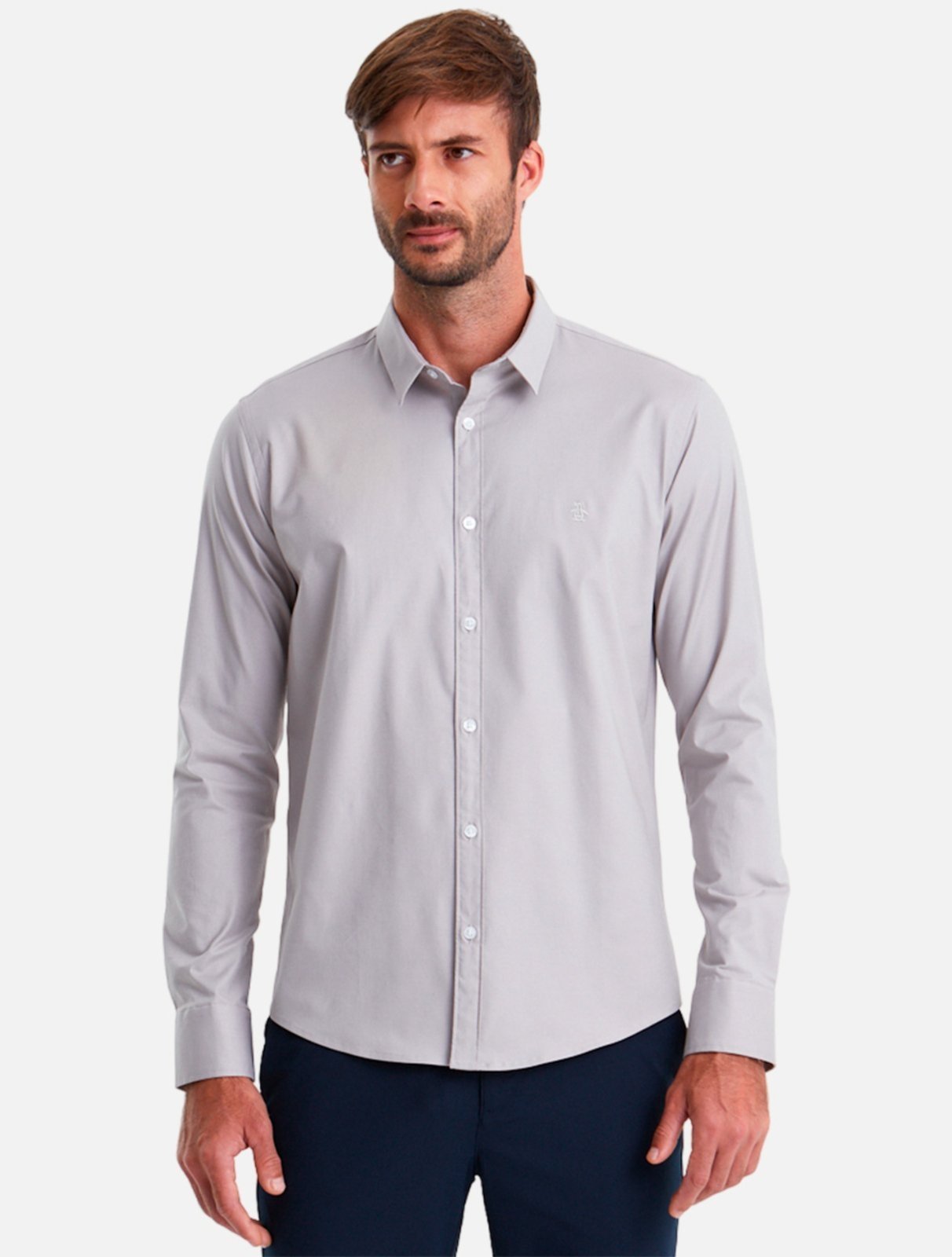 Camisa Original Penguin Social ML Regular BPWF0026 Cinza