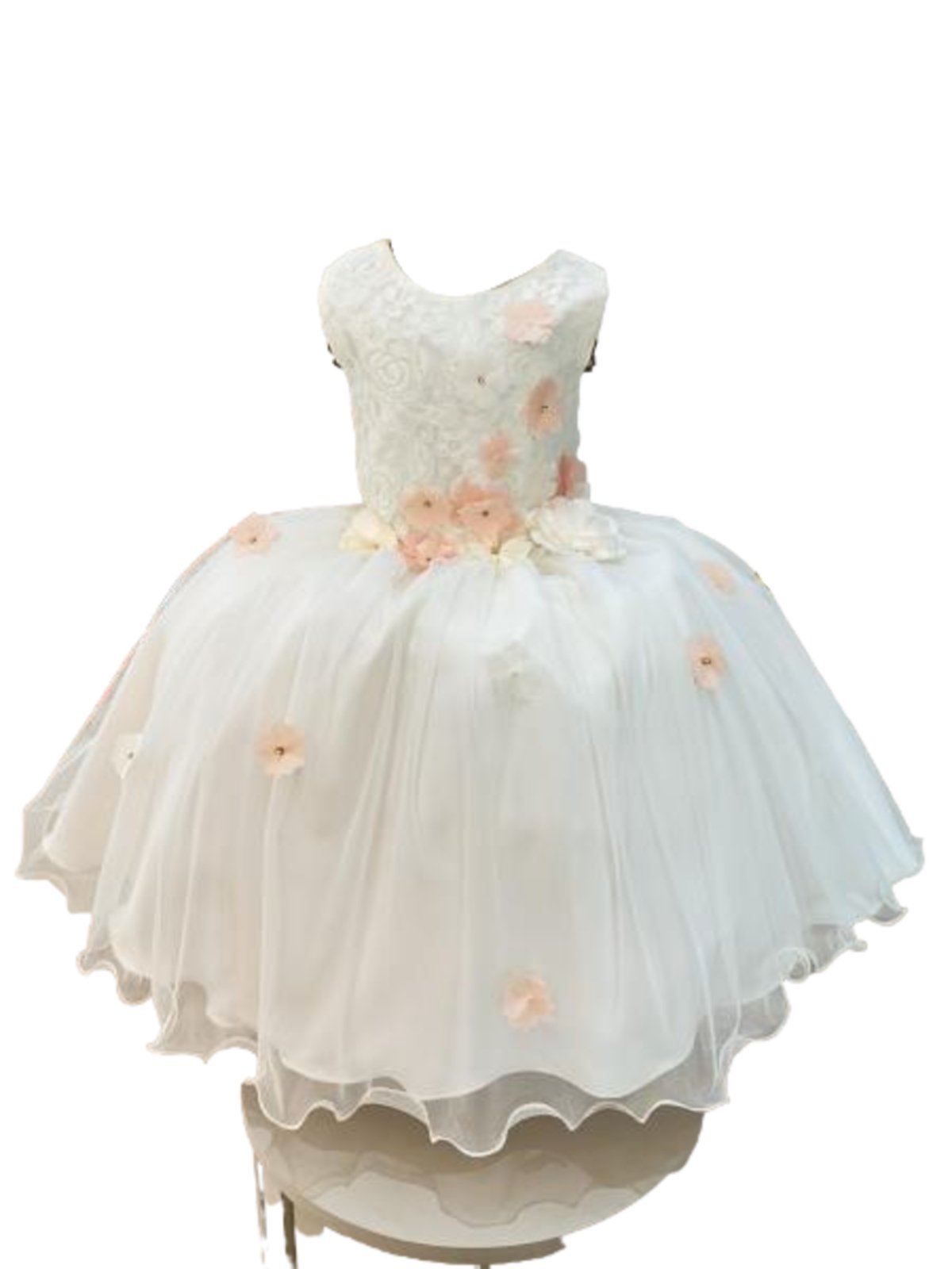 Infantil - Vestido Menina Juvenil Festa Branco Off White Marfim Rosê Formatura Casamento Florista Dama Daminha Aniversário Luxo Flores Renda Rodado Social Juvenil
