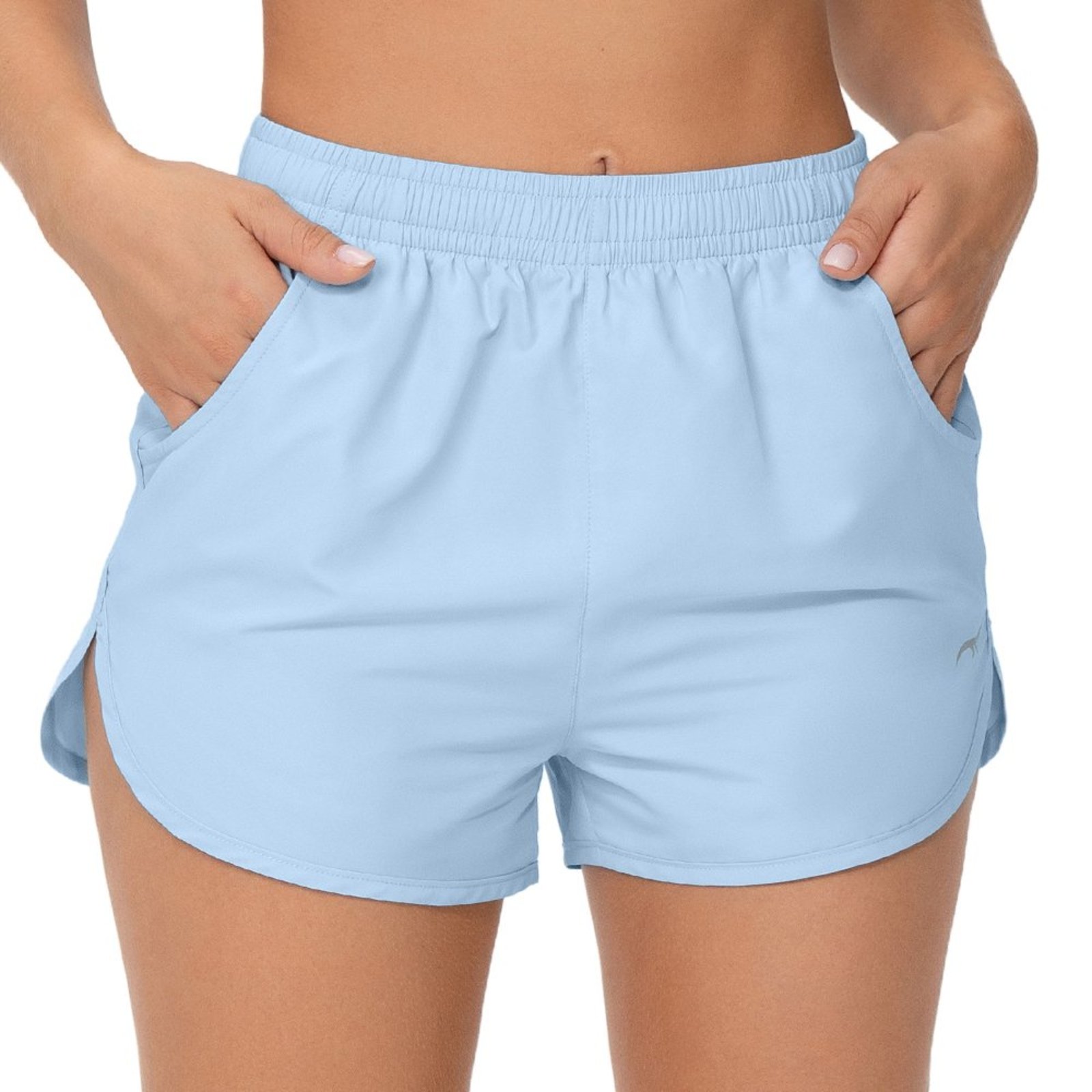 Short Fitness com Bolso e Fenda Lateral Azul