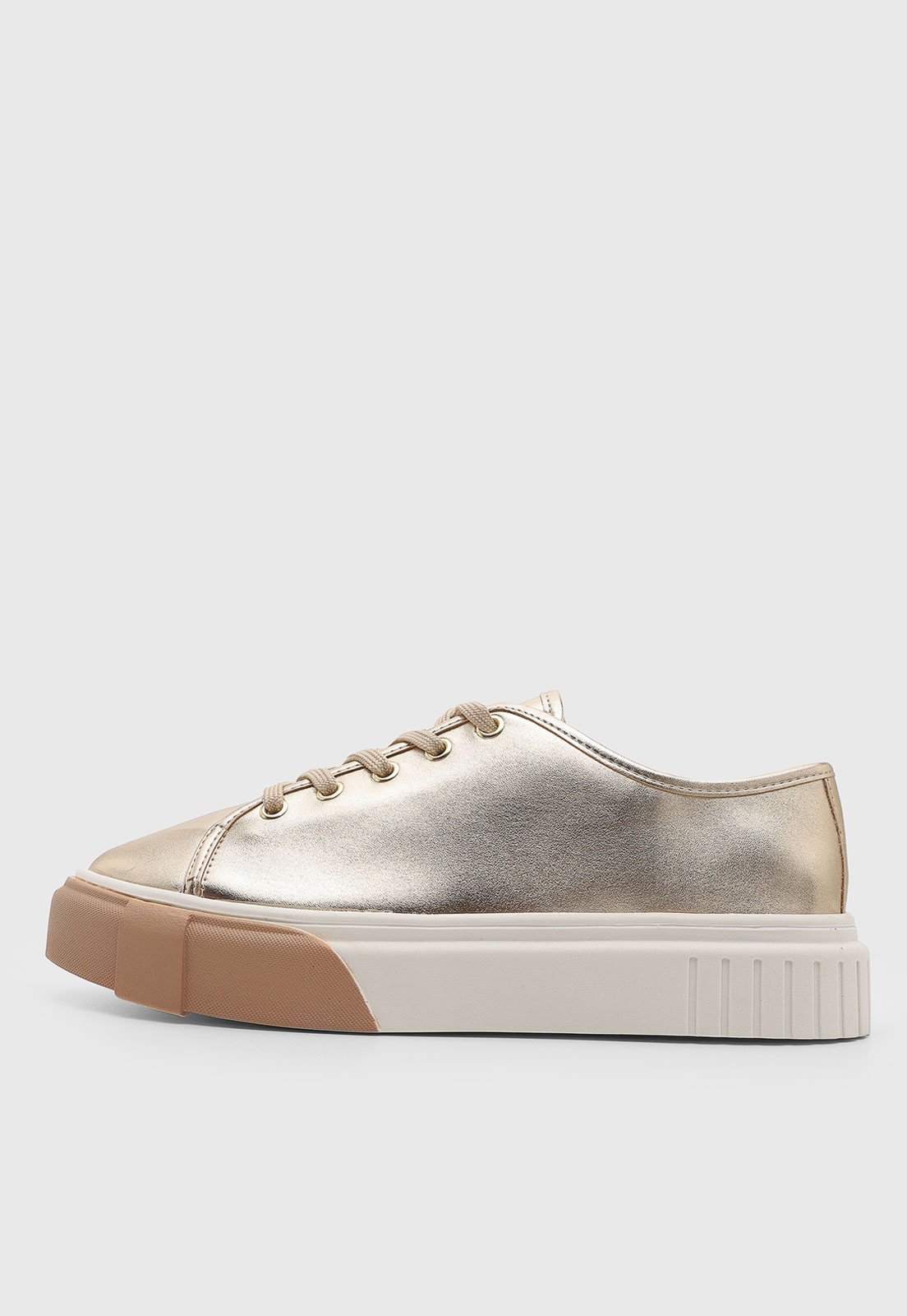 Tênis Feminino Via Uno Metalizado Dourado