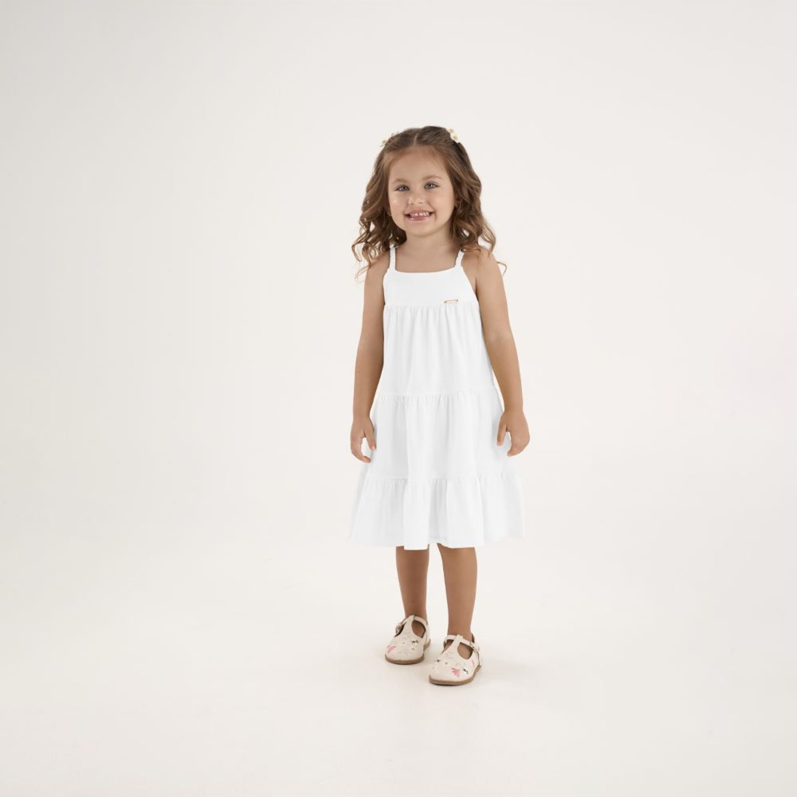 Infantil - Vestido Branco Primeiros Passos Pulla Bulla Menina - 53707-3