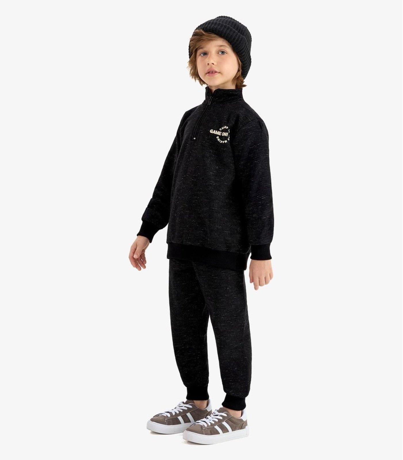 Infantil - Conjunto Blusão com Calça Moletom Molinê Rovi Preto