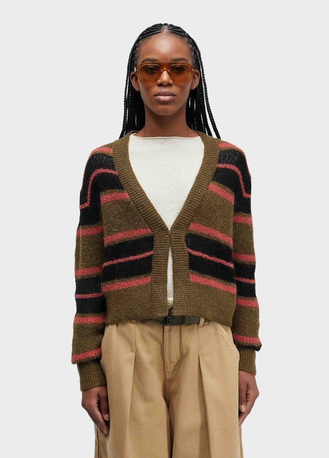 Cardigan tricot listrado OSKLEN