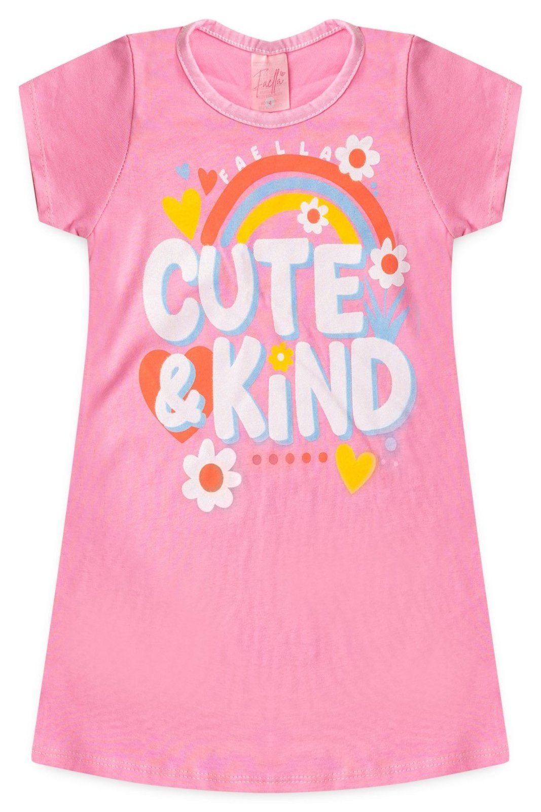 Vista 2 Infantil - Vestido Verão Feminino Cute e Kind Mega - Rosa Mega Kids unico rosa Mega Kids unico rosa
