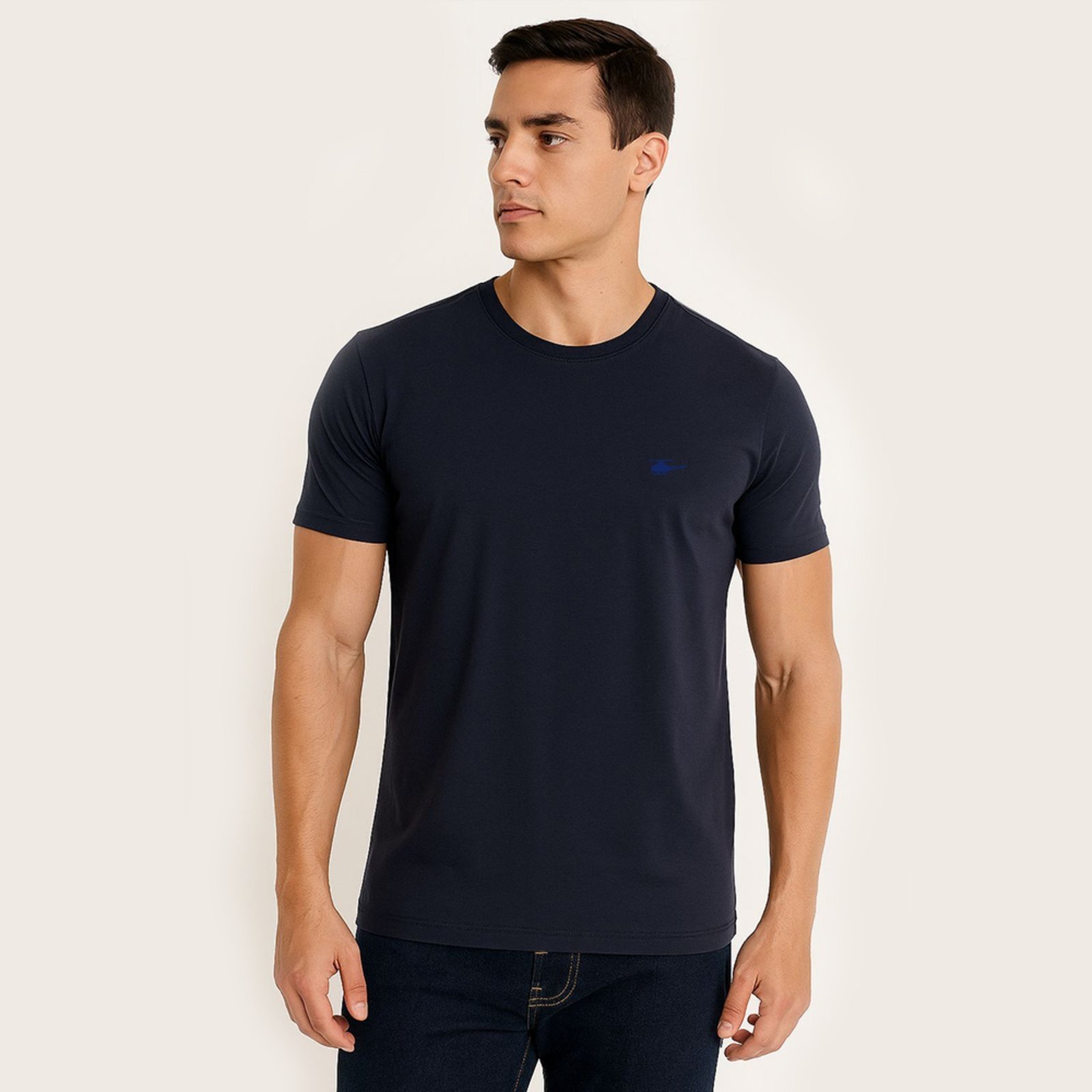 Camiseta Masculina Sallo Gola O Básica Premium Azul Marinho