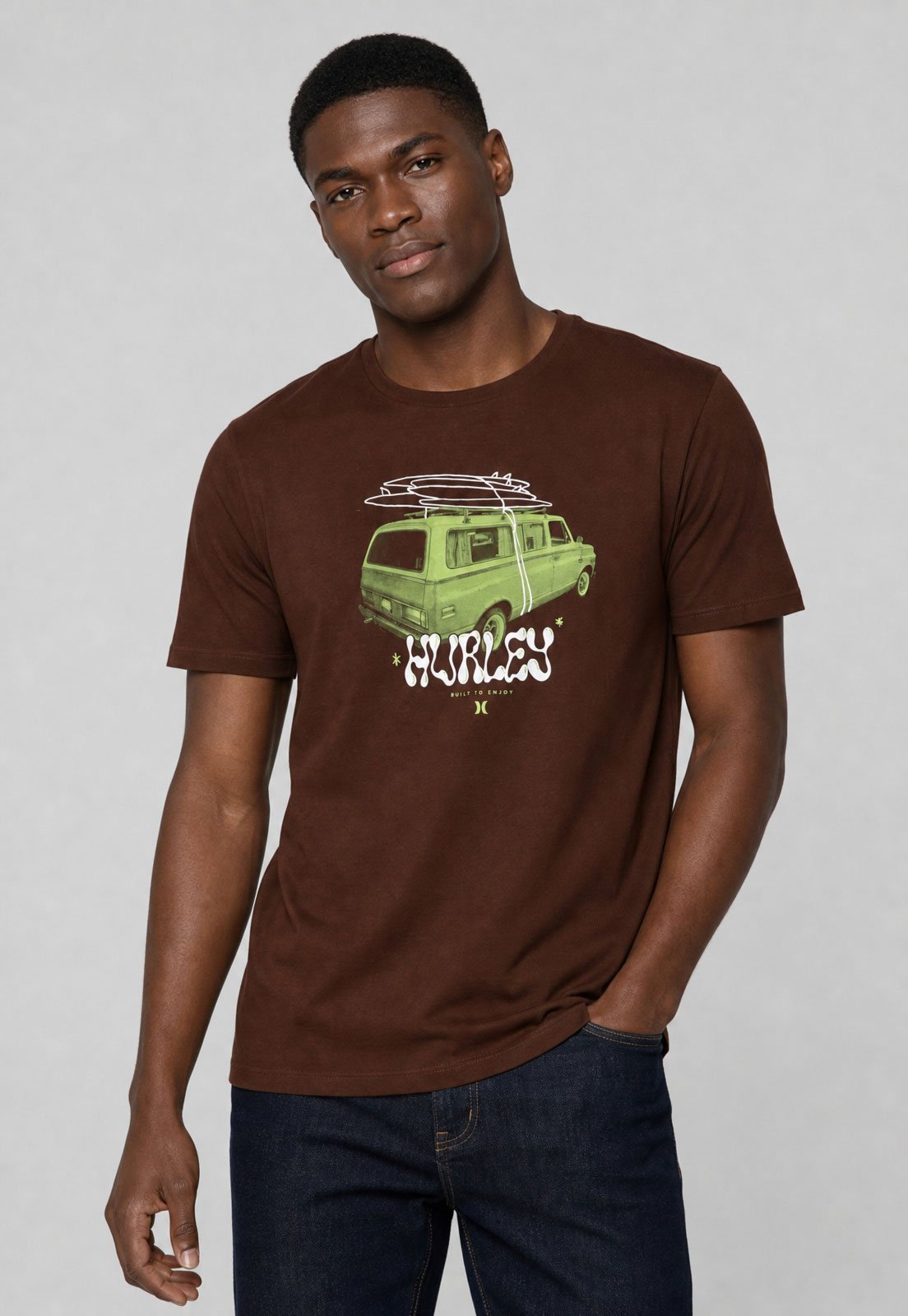 Camiseta Masculina Hurley Estampa Van Marrom