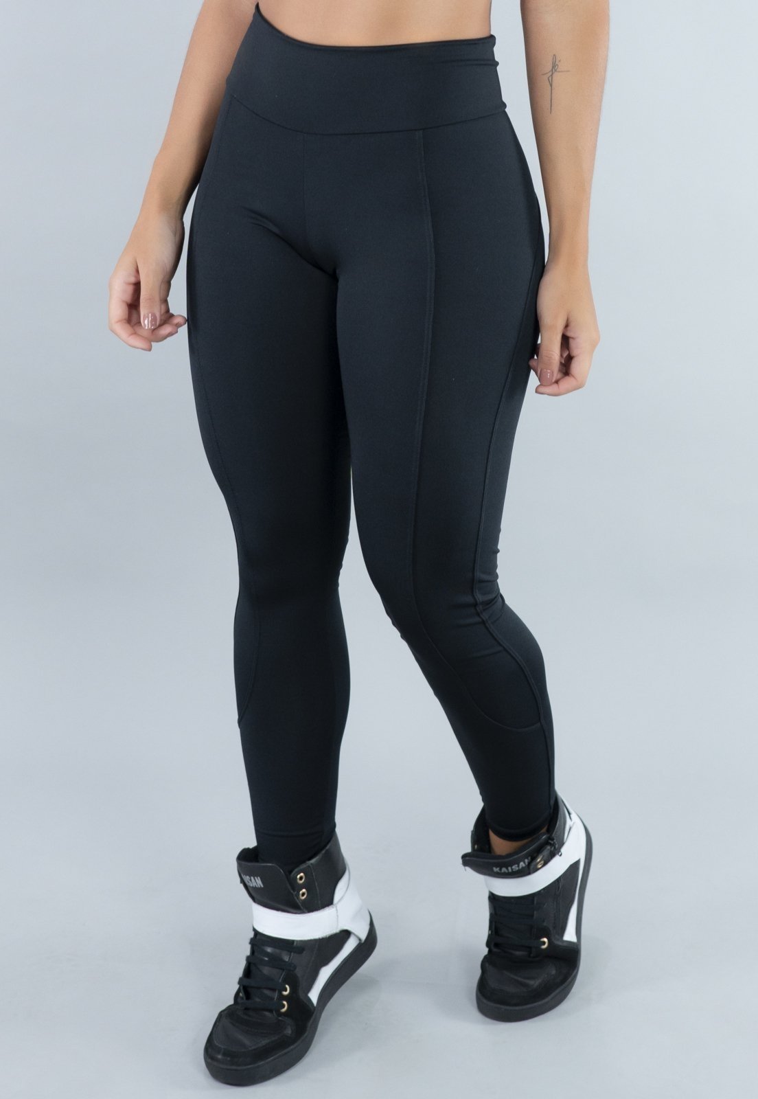 Calça Legging MVB Modas Cintura Alta Montaria Suplex Lisa Preto