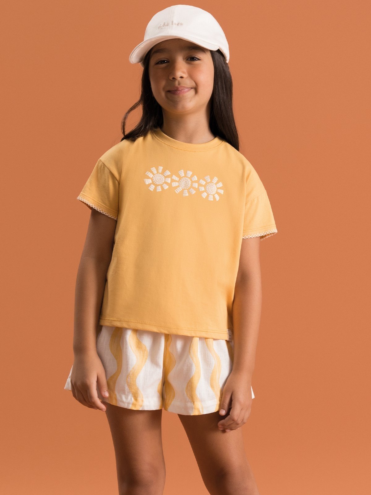 Vista 3 Infantil - Conjunto Bugbee Malha Natural e Tecido de Algodão com Lyocel Estampado amarelo/off-white natural Bugbee amarelo/off-white natural