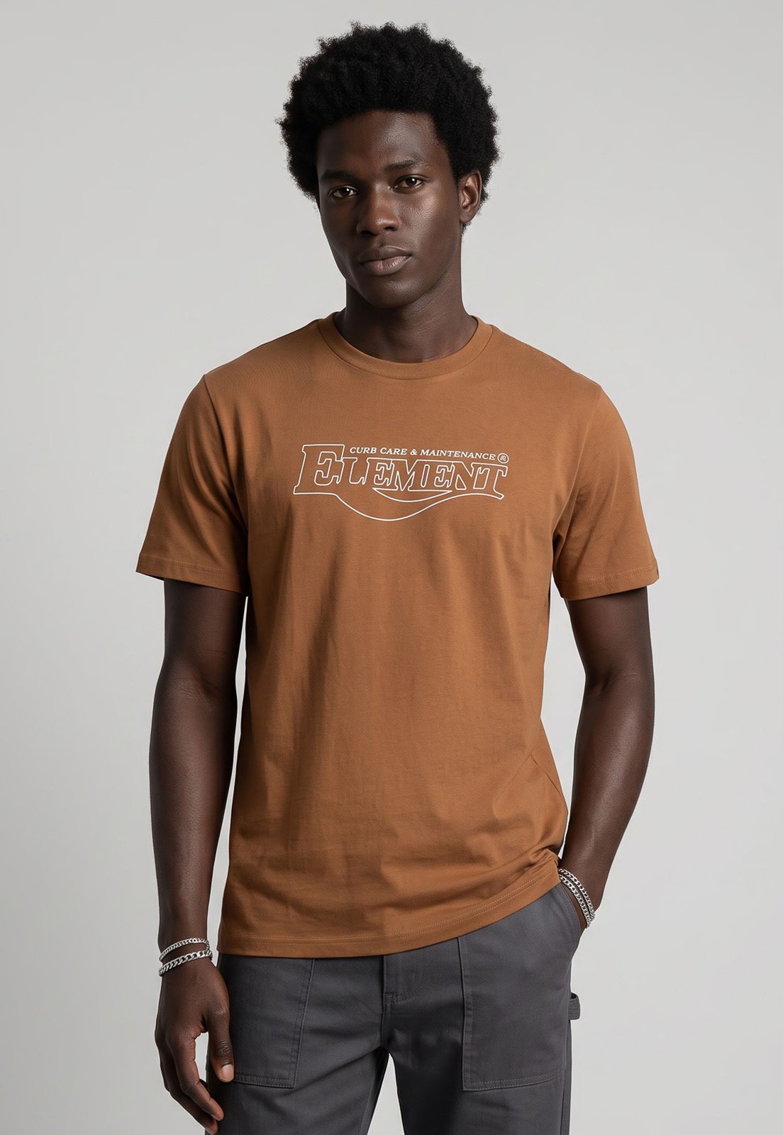 Camiseta Masculina Element Curb Care Caramelo