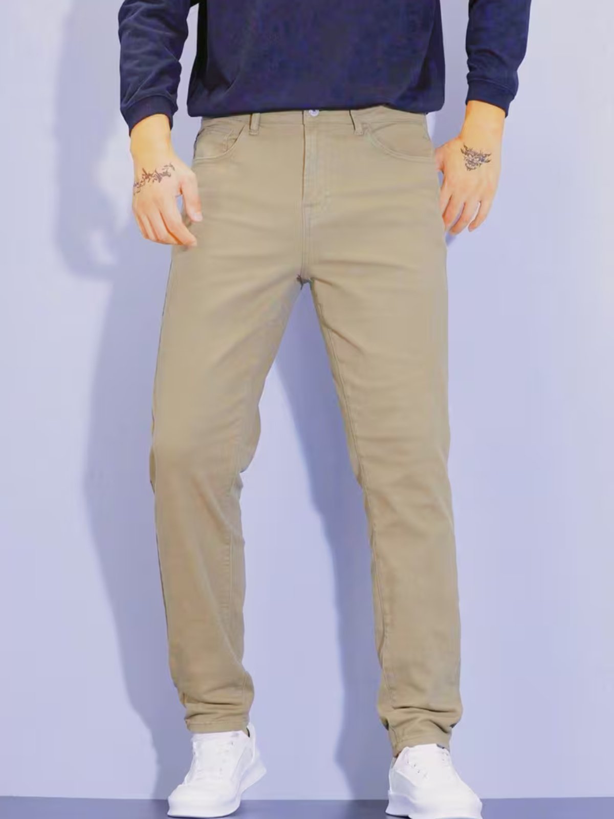 Calça Jeans Sarja 5 Estilos Bege Confortavel e Basica