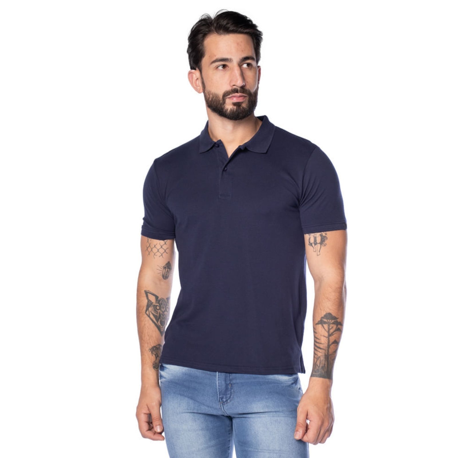 Camiseta Polo Masculina John Sailor Algodão Pima Marinho