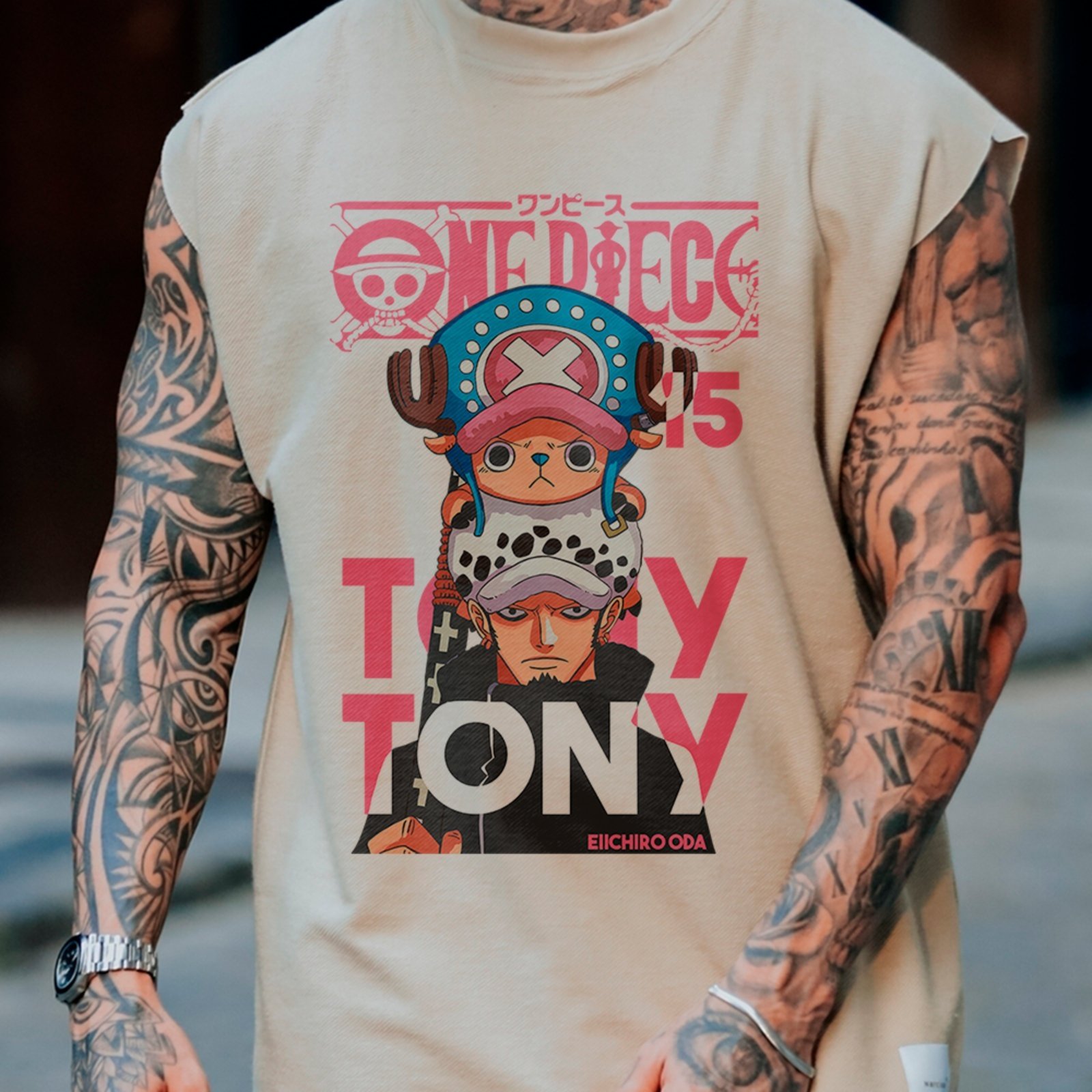 Camiseta Regata Machão Tony Tony Chopper Arte Anime One Piece Masculina Off White