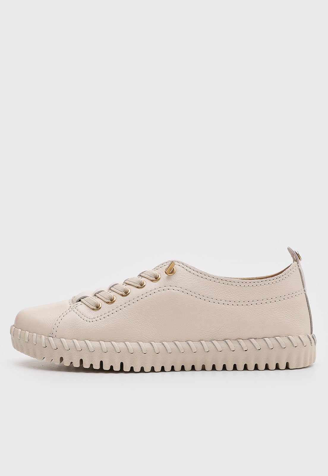 Tênis Feminino Bottero Off-White Cadarço Ponta Redonda