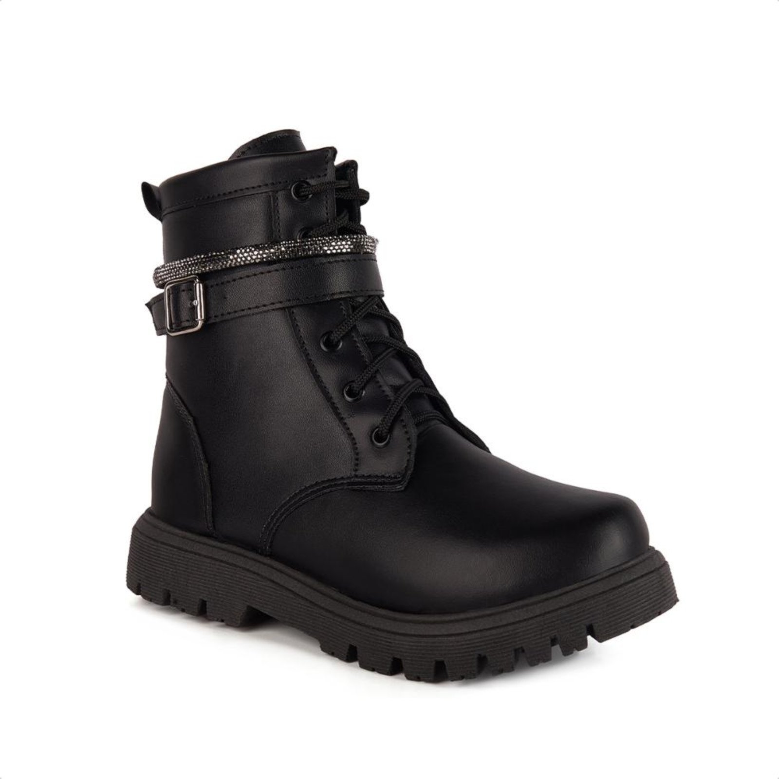 Vista 3 Infantil - Bota Coturno Tratorado Tira de Strass Menina Fashion preto Menina Fashion preto