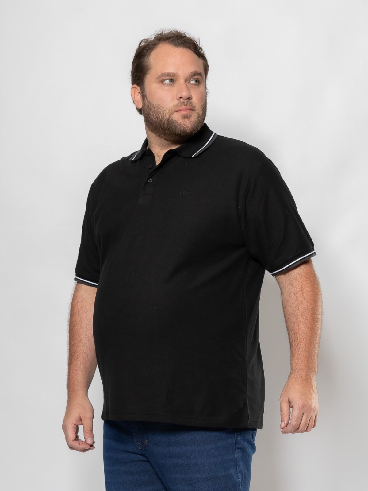 Vista 3 Camisa Gola Polo Masculina Oversize Crocker - 50728 preto Crocker preto