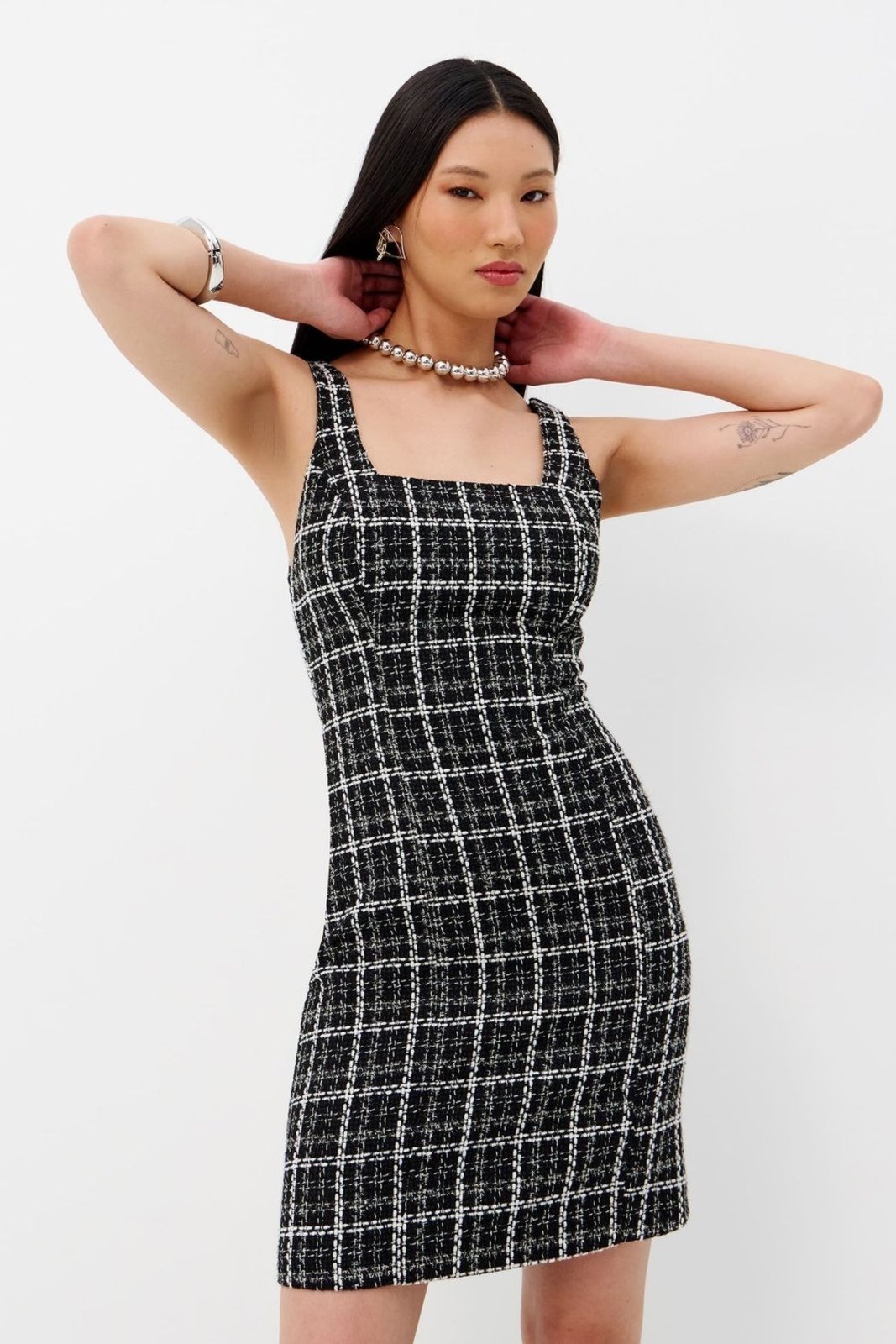 Vista 3 Vestido Tweed Crush Feminino Inblanche preto