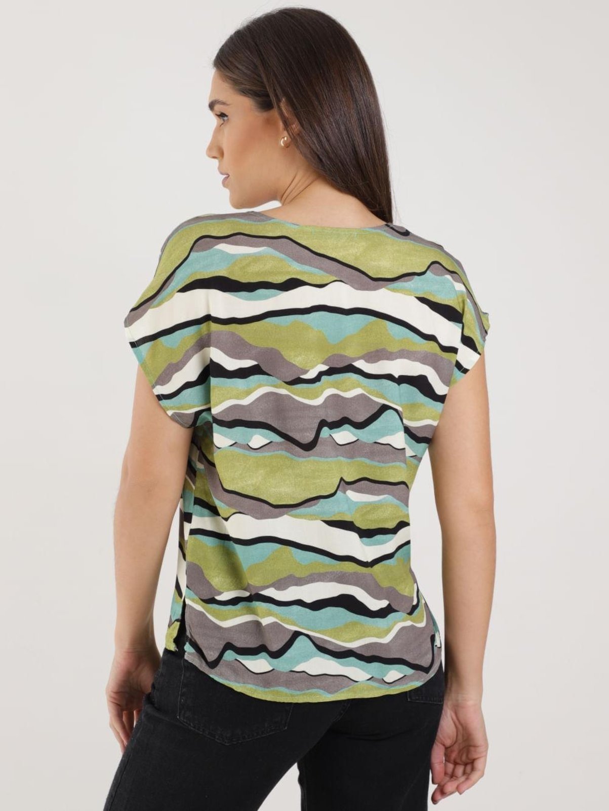 Vista 3 Blusa Manga Curta Estampada Autentique Feminina verde Autentique verde