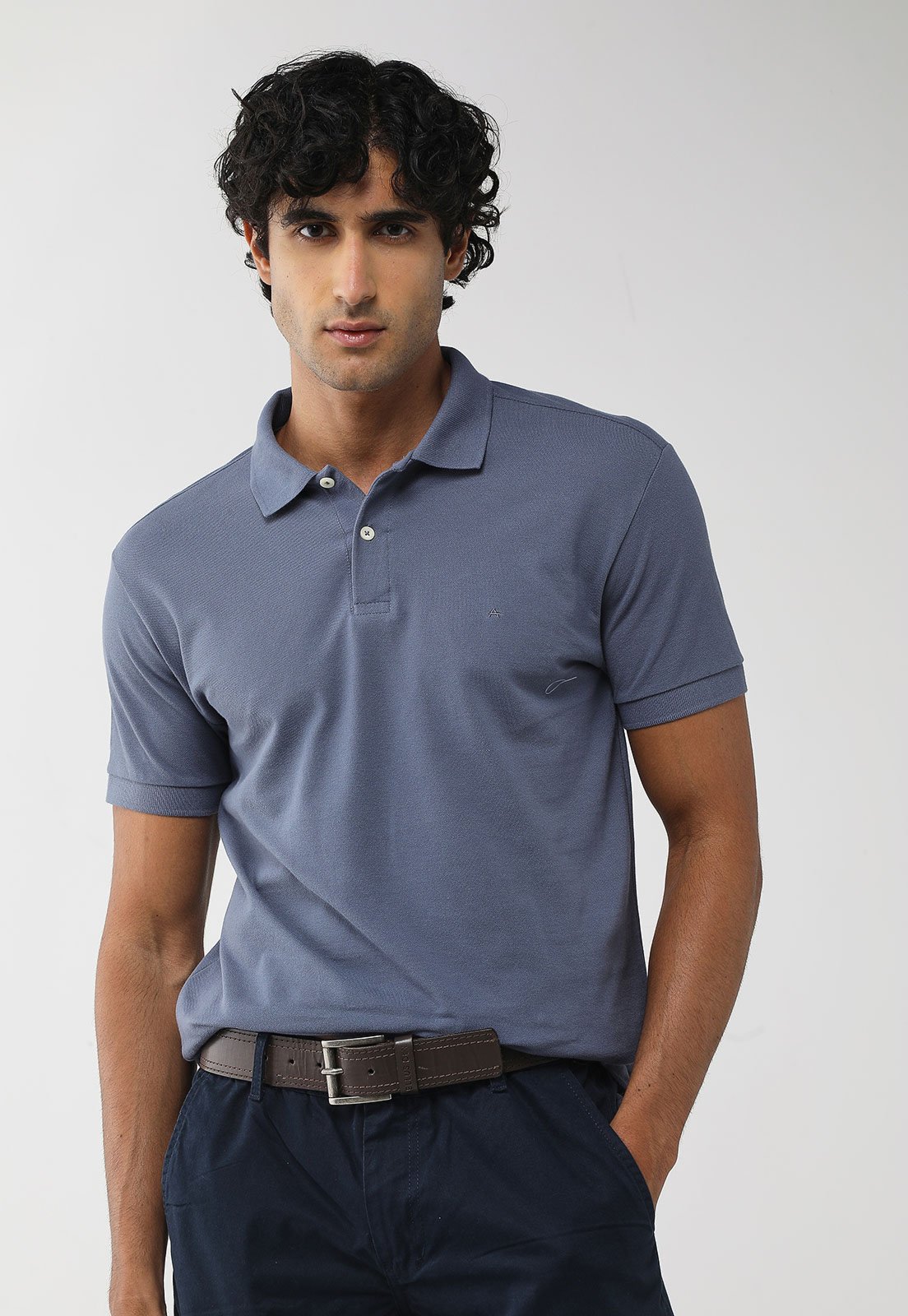 Polo Masculina Aramis Logo Bordado Azul