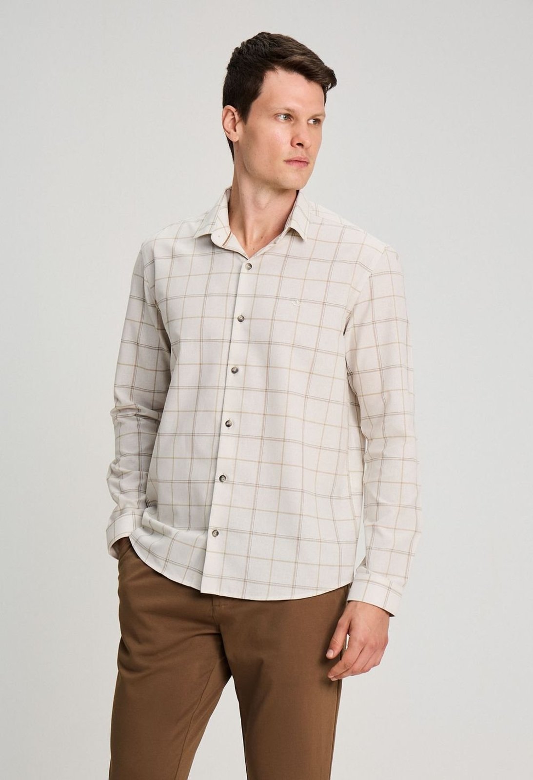 CAMISA DOCTHOS RELAXED FIT MANGA LONGA XADREZ CAMISA DOCTHOS RELAXED FIT MANGA LONGA XADREZ 005 BEGE GG