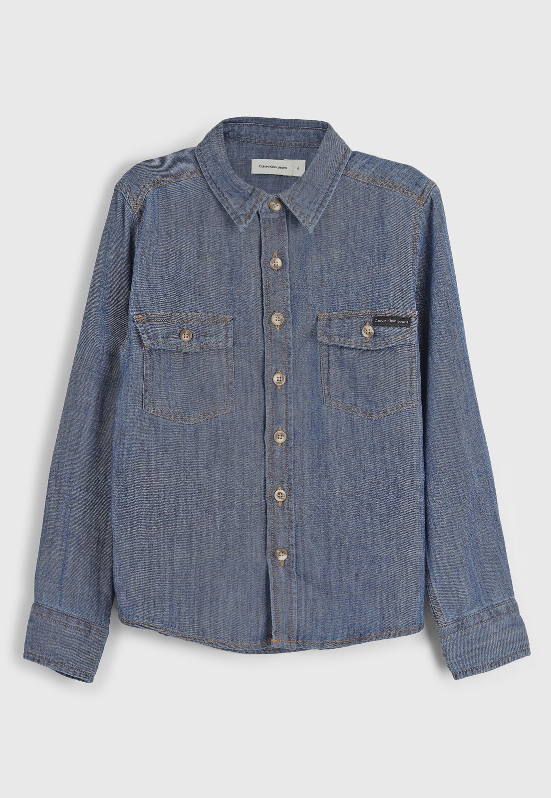 Vista 2 Infantil - Camisa Jeans Calvin Klein Manga Longa Calvin Klein Kids azul Calvin Klein Kids azul