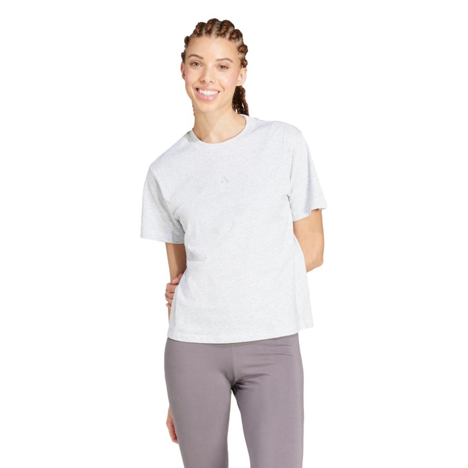 Camiseta Essentials de algodão com logotipo pequeno. adidas Sportswear Cinza